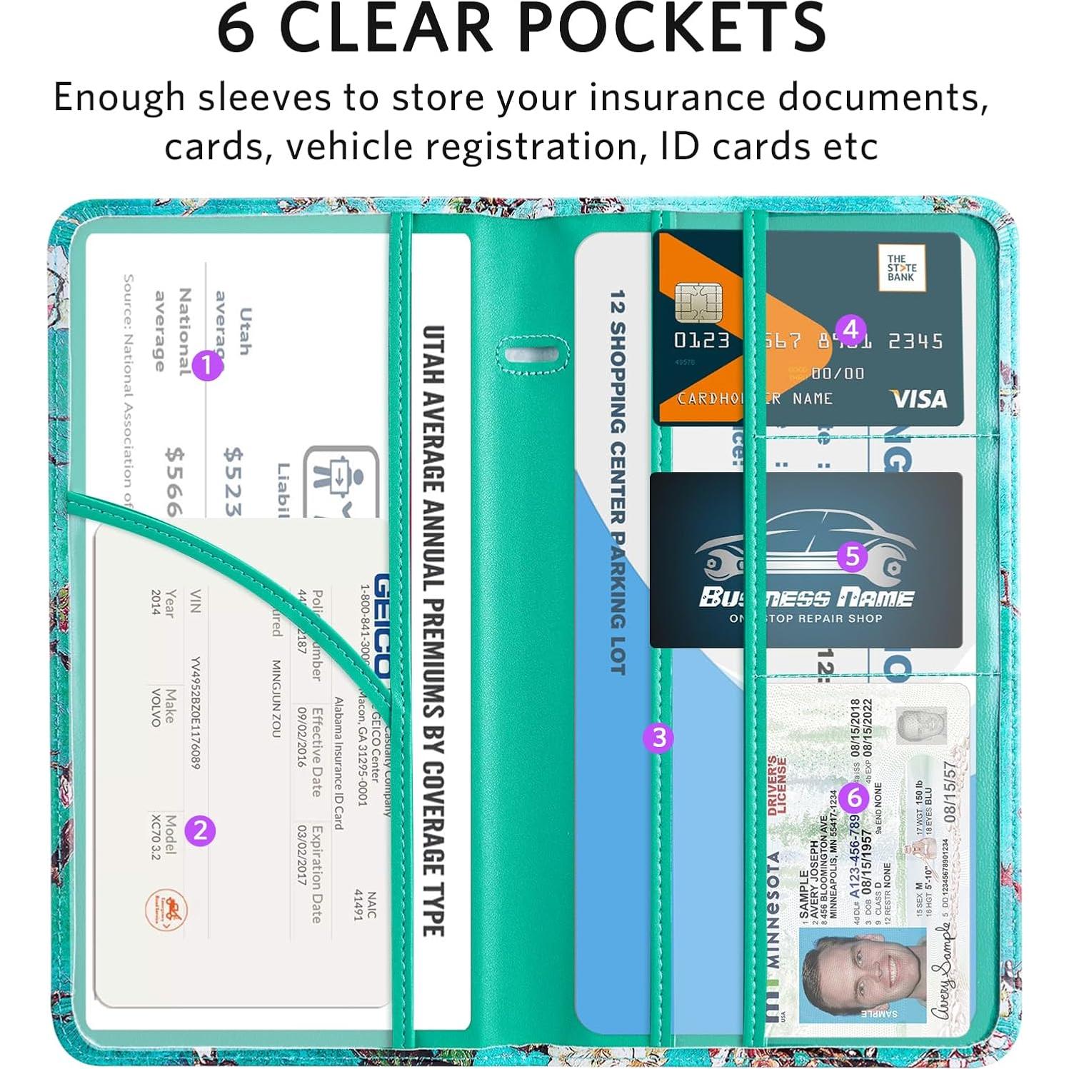 Portafolio de Registro y Seguro de Auto CoBak - Organizador Compacto