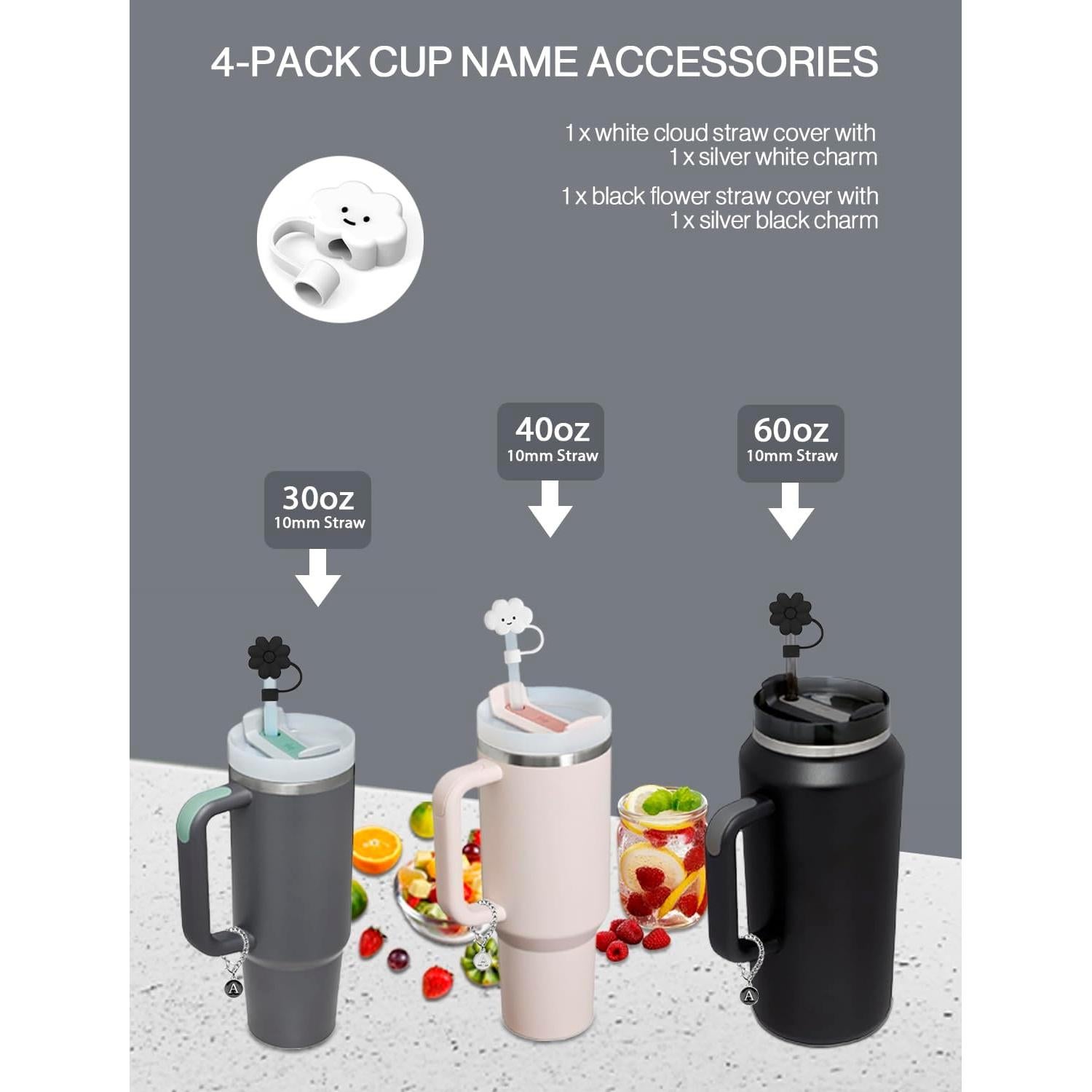 Cubiertas de Pajita Qiertocthr para Stanley Cup 4 Piezas