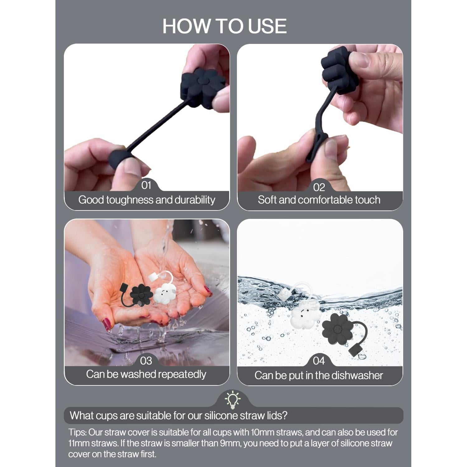 Cubiertas de Pajita Qiertocthr para Stanley Cup 4 Piezas