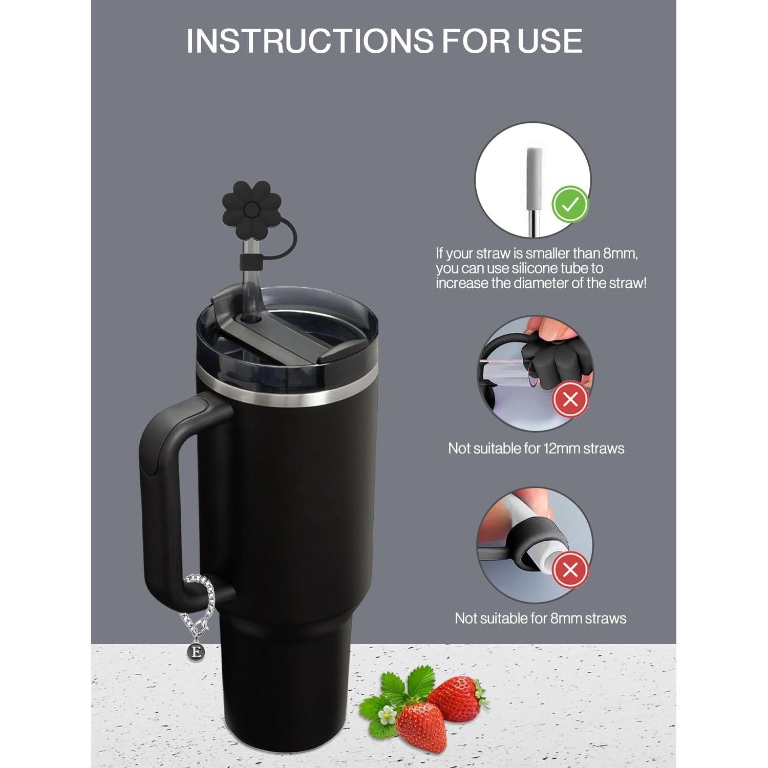 Cubiertas de Pajita Qiertocthr para Stanley Cup 4 Piezas