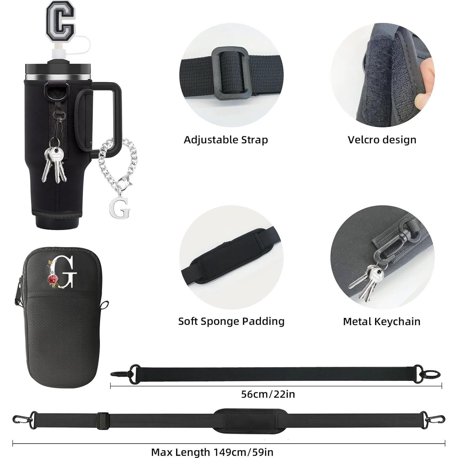 Portabotellas Stanley 40oz/30oz con Correa Ajustable Negro