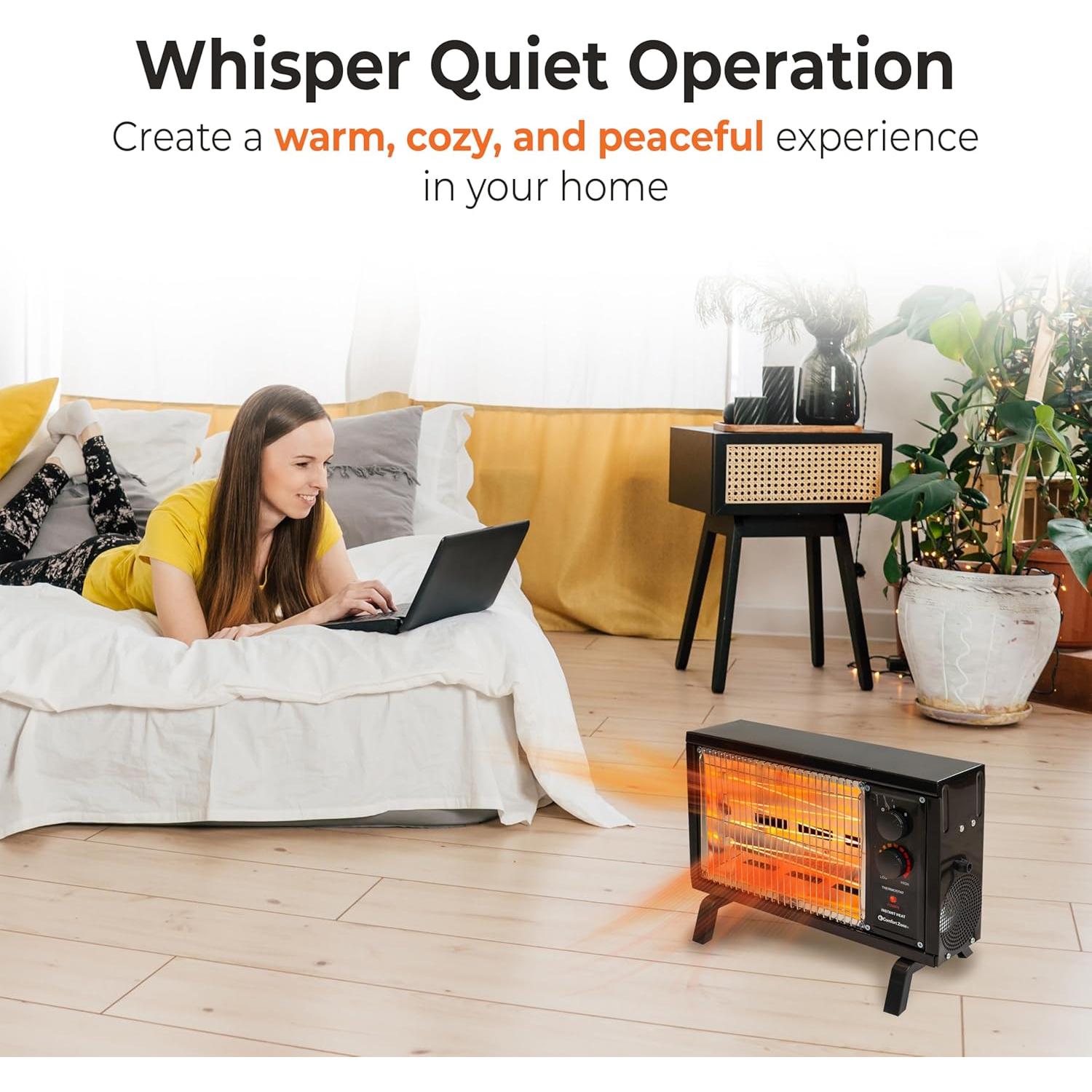 Calentador de Espacio Eléctrico Comfort Zone FW550, 1500W, Negro