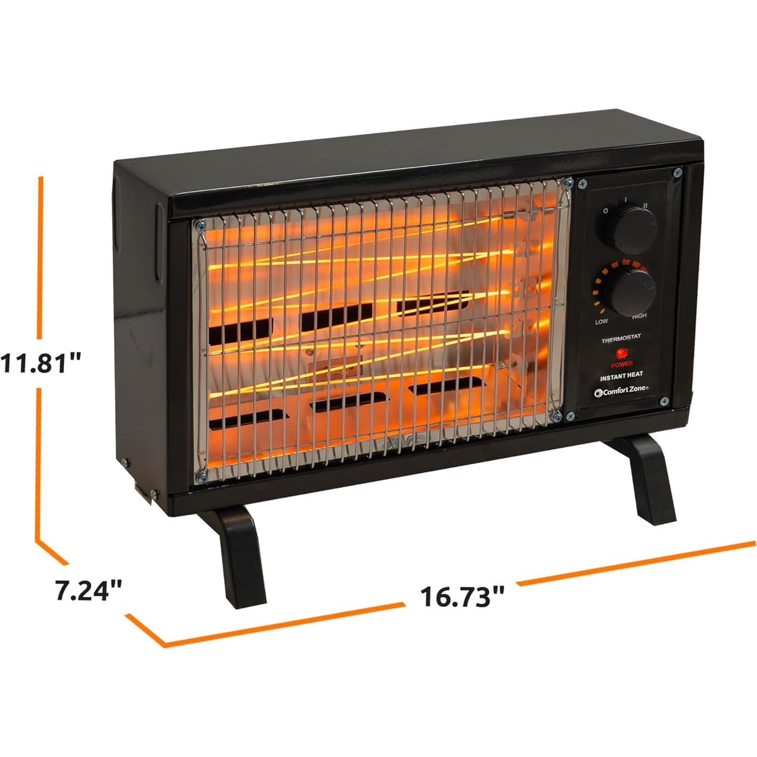 Calentador de Espacio Eléctrico Comfort Zone FW550, 1500W, Negro