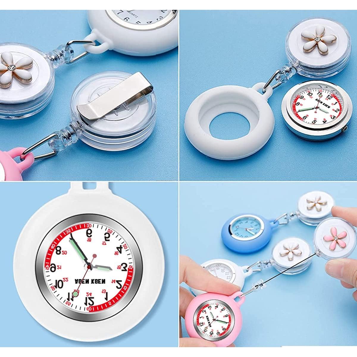 Reloj de enfermera retráctil AGEN KGEN 3 piezas con clip