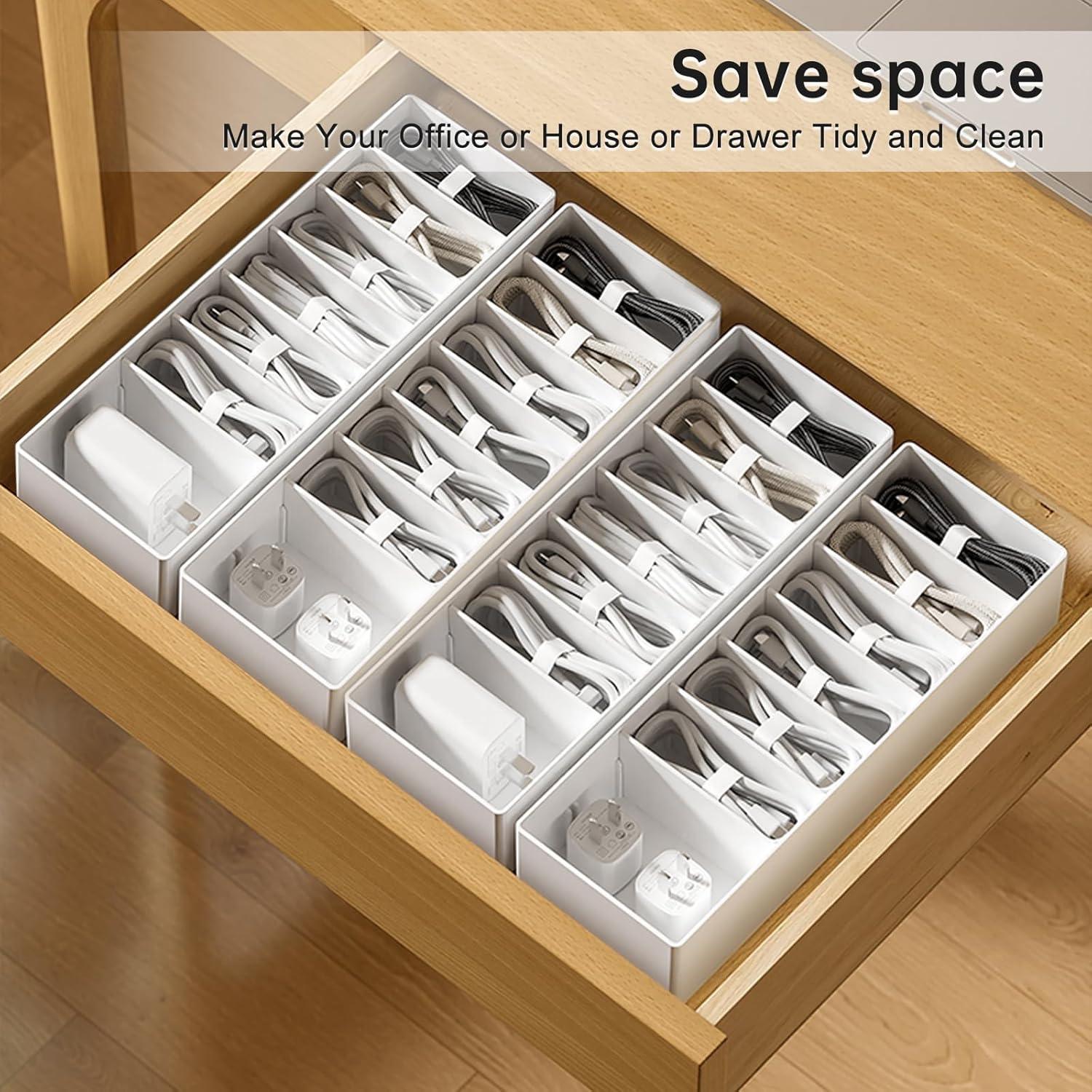 Caja Organizadora de Cables PAVSTINE Blanca con Compartimentos Ajustables