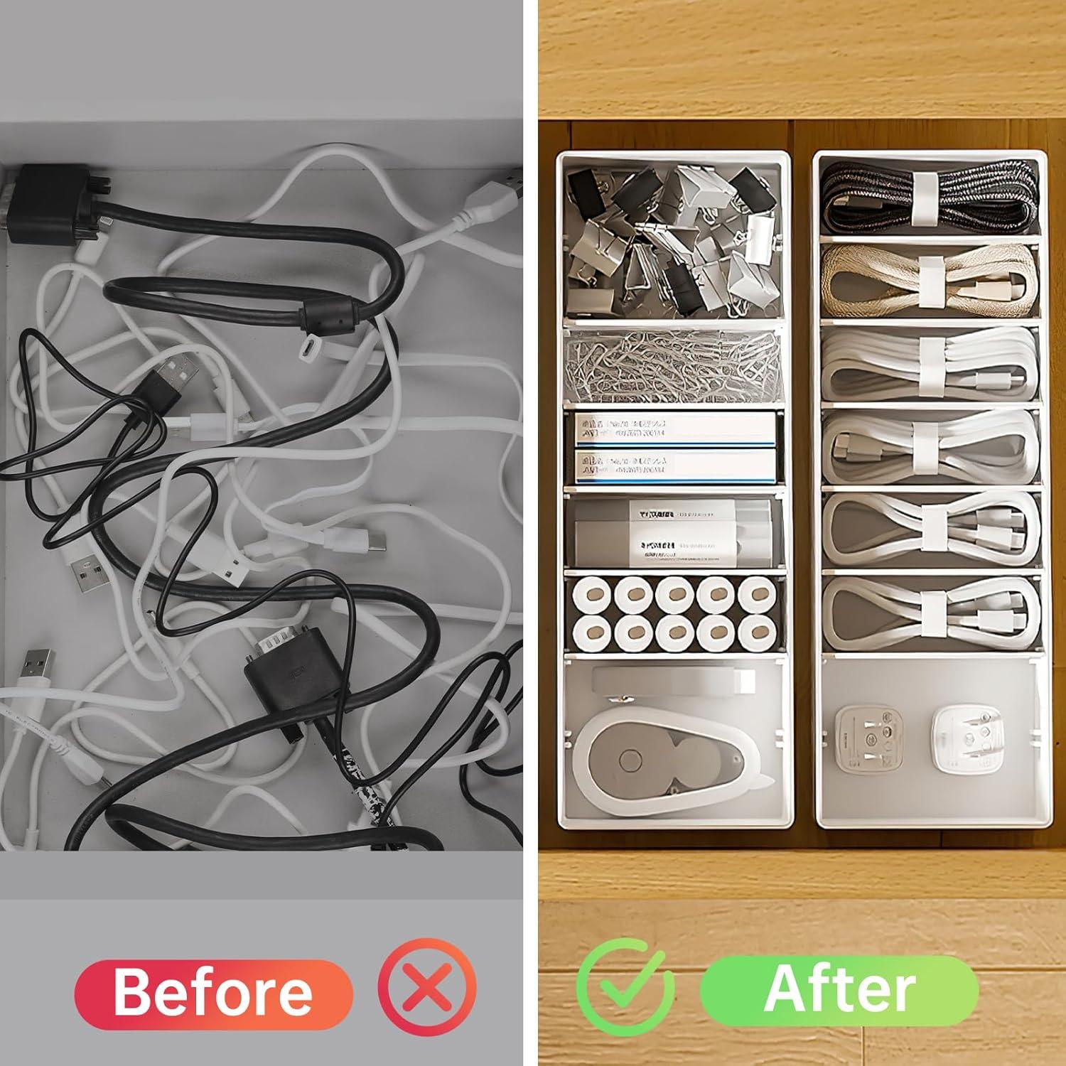 Caja Organizadora de Cables PAVSTINE Blanca con Compartimentos Ajustables