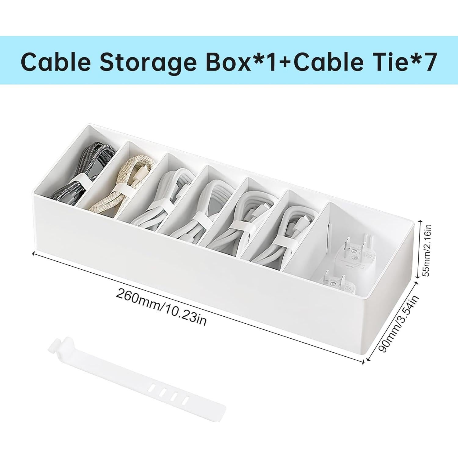 Caja Organizadora de Cables PAVSTINE Blanca con Compartimentos Ajustables