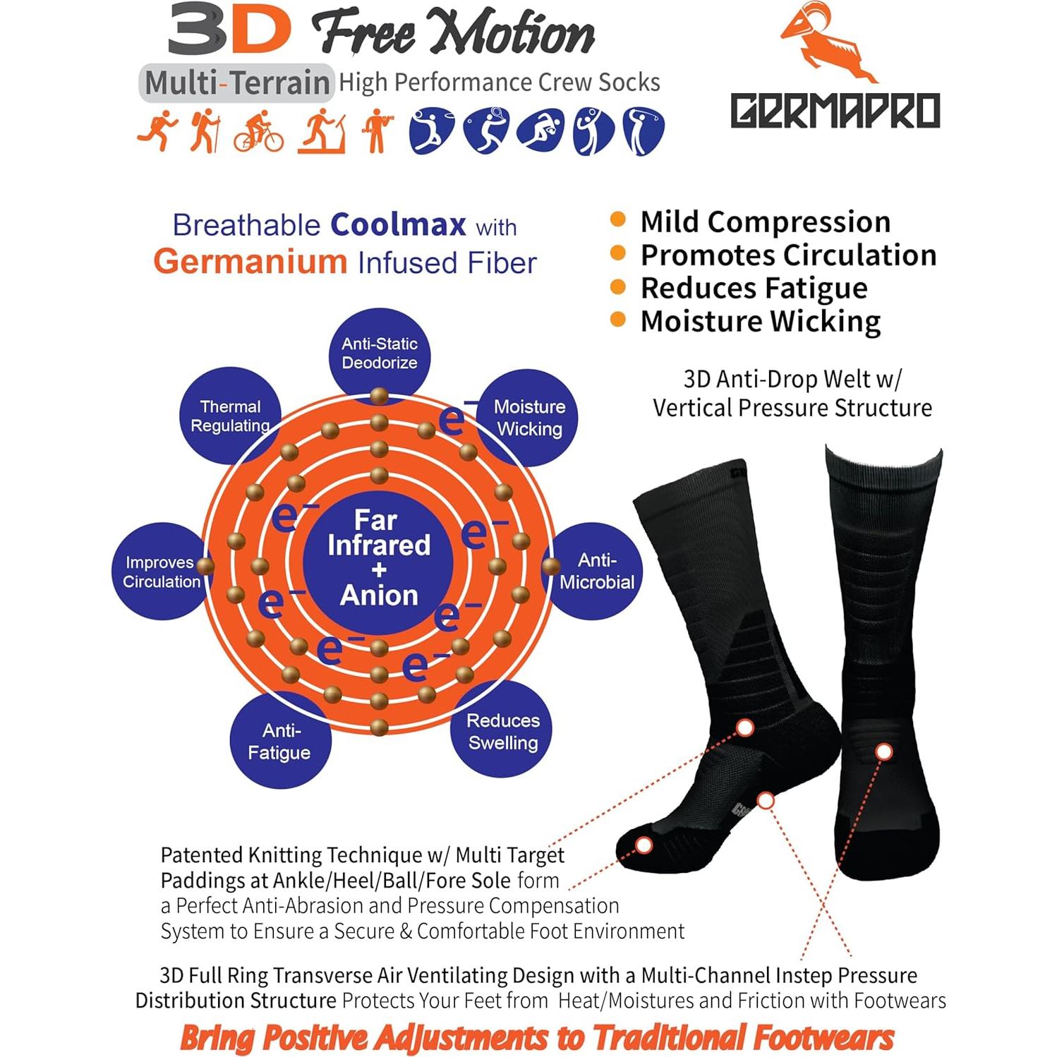 Calcetines tácticos GermaPro unisex 2 pares absorción humedad