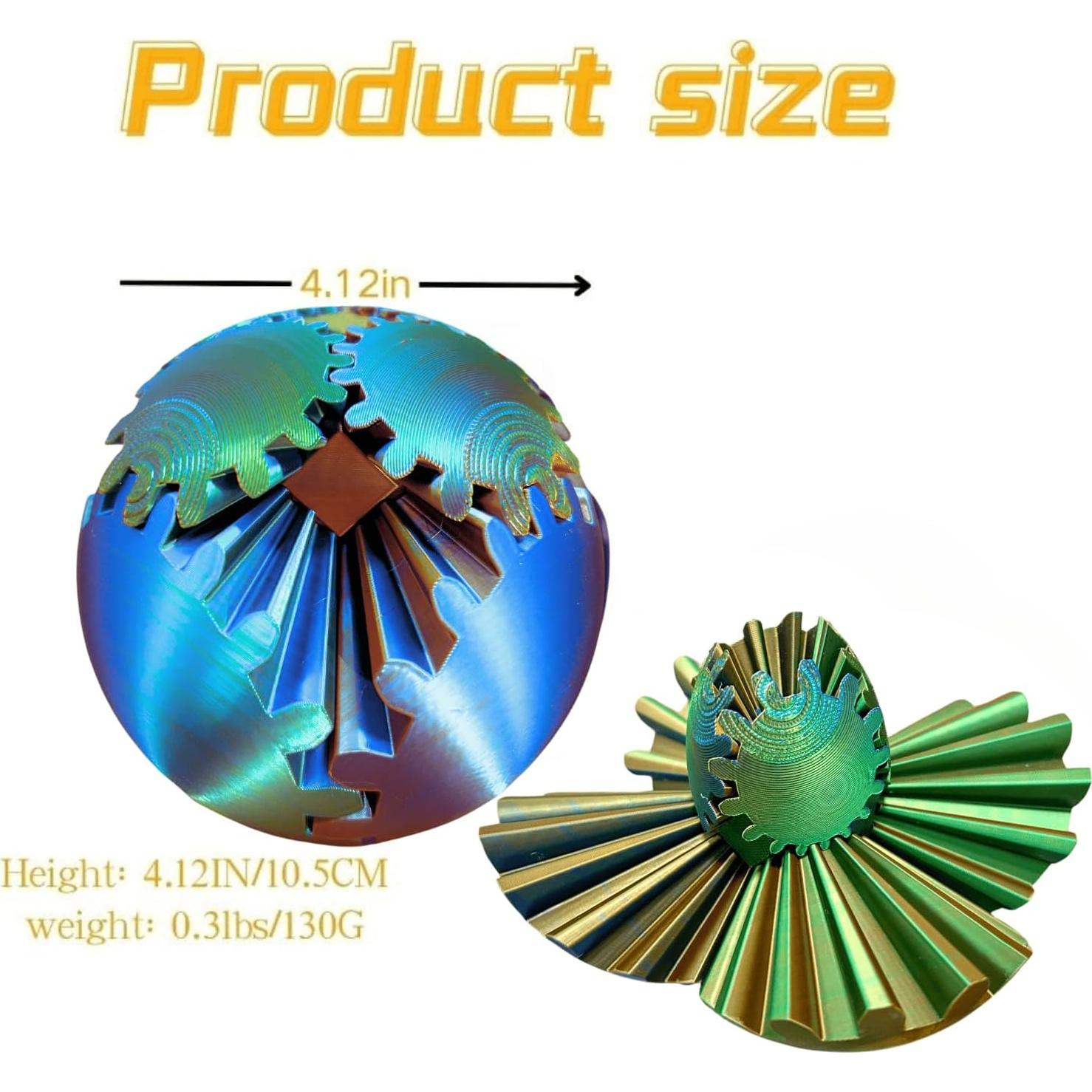 Bola de Engranaje Antiestrés GearSphere 3D Azul Lásser 10.5cm