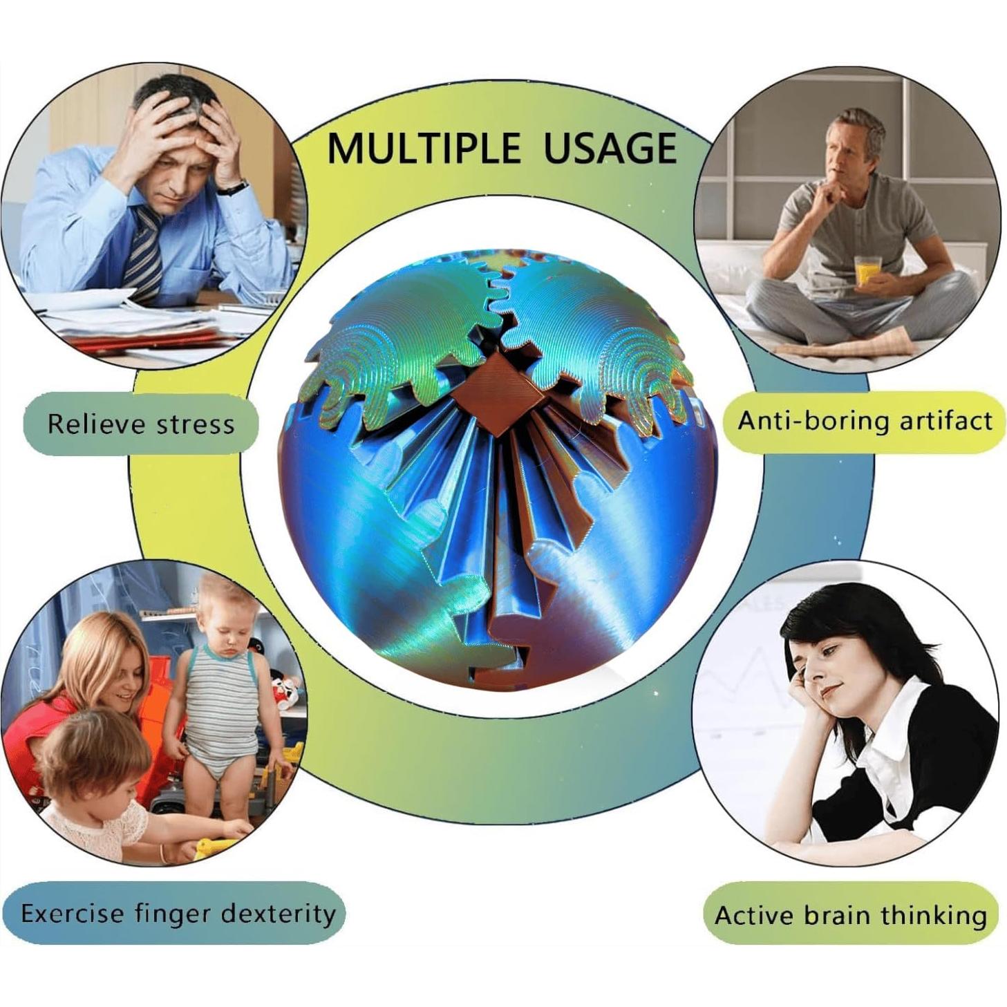 Bola de Engranaje Antiestrés GearSphere 3D Azul Lásser 10.5cm