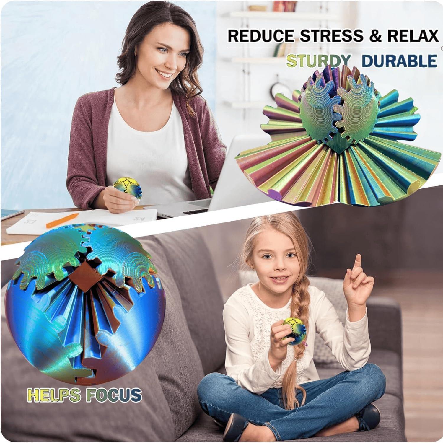 Bola de Engranaje Antiestrés GearSphere 3D Azul Lásser 10.5cm