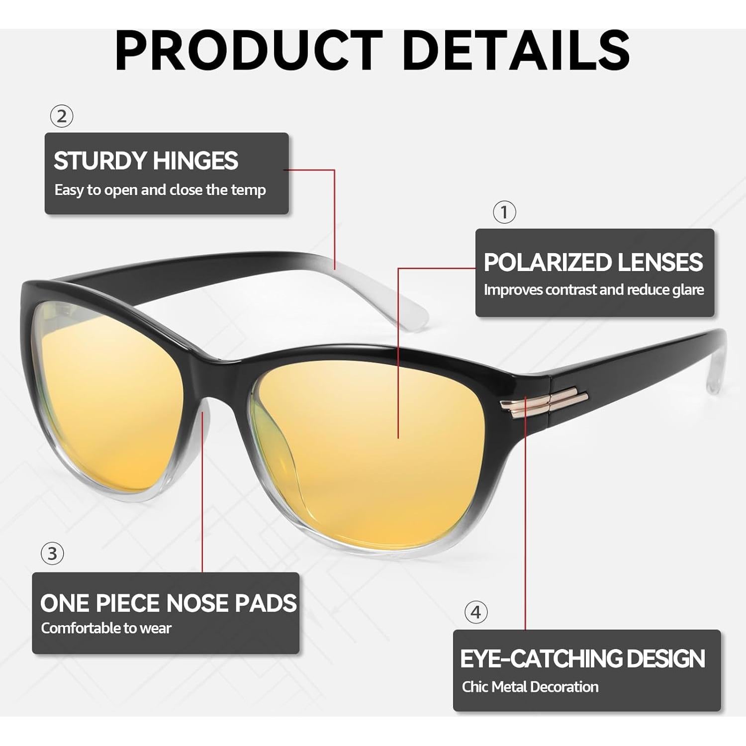 Gafas Antirreflejo SIPHEW para Conducir de Noche Mujeres