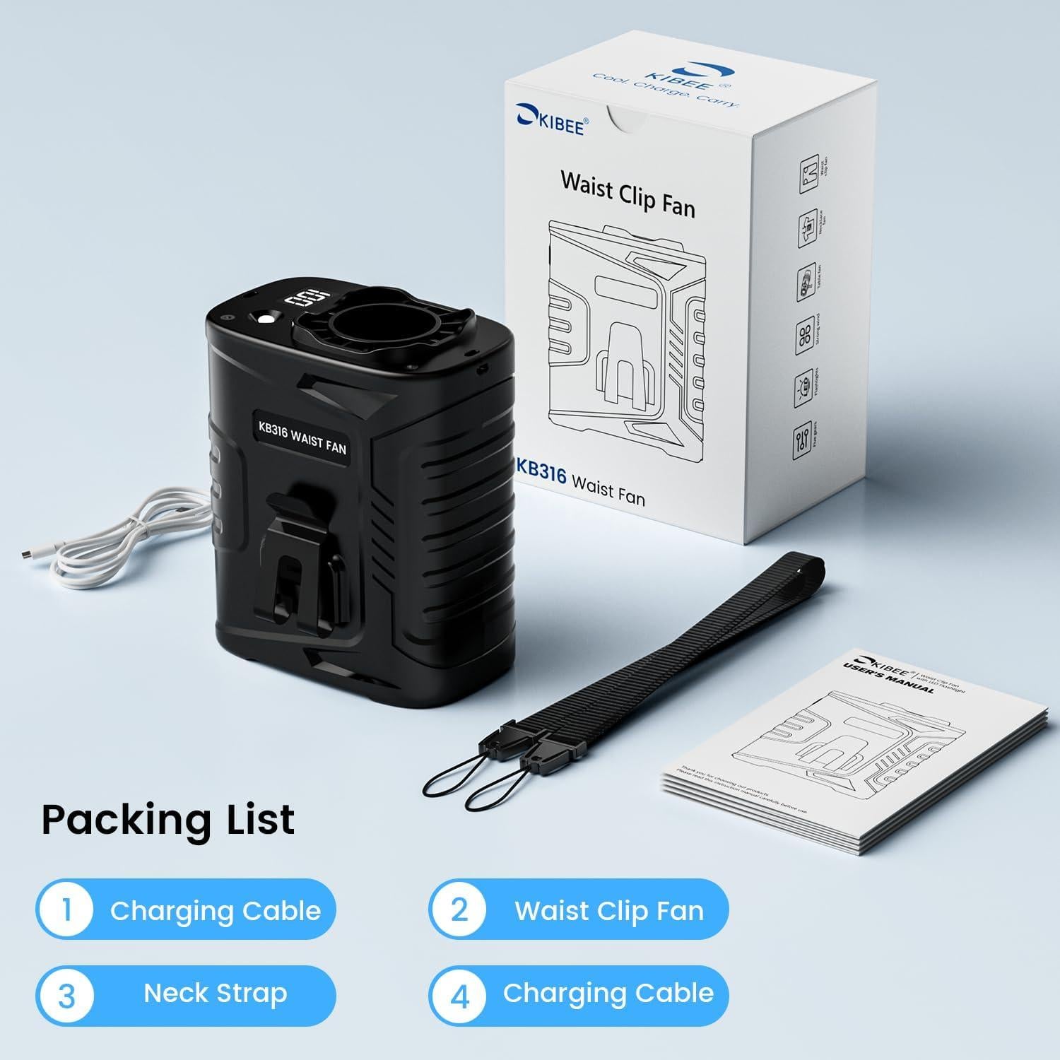 Ventilador de Cintura KIBEE WaistCooler Recargable 5 Velocidades