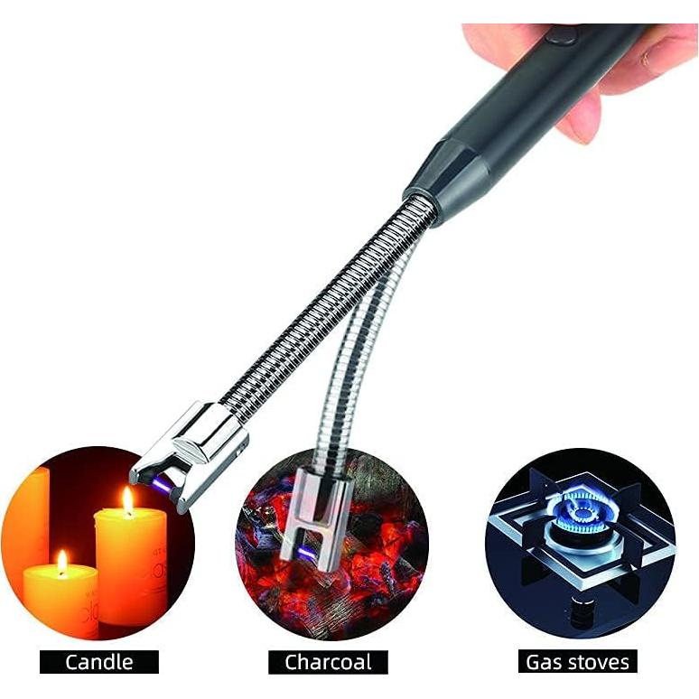 Juego de encendedor de vela recargable y cortador de mechas - Negro