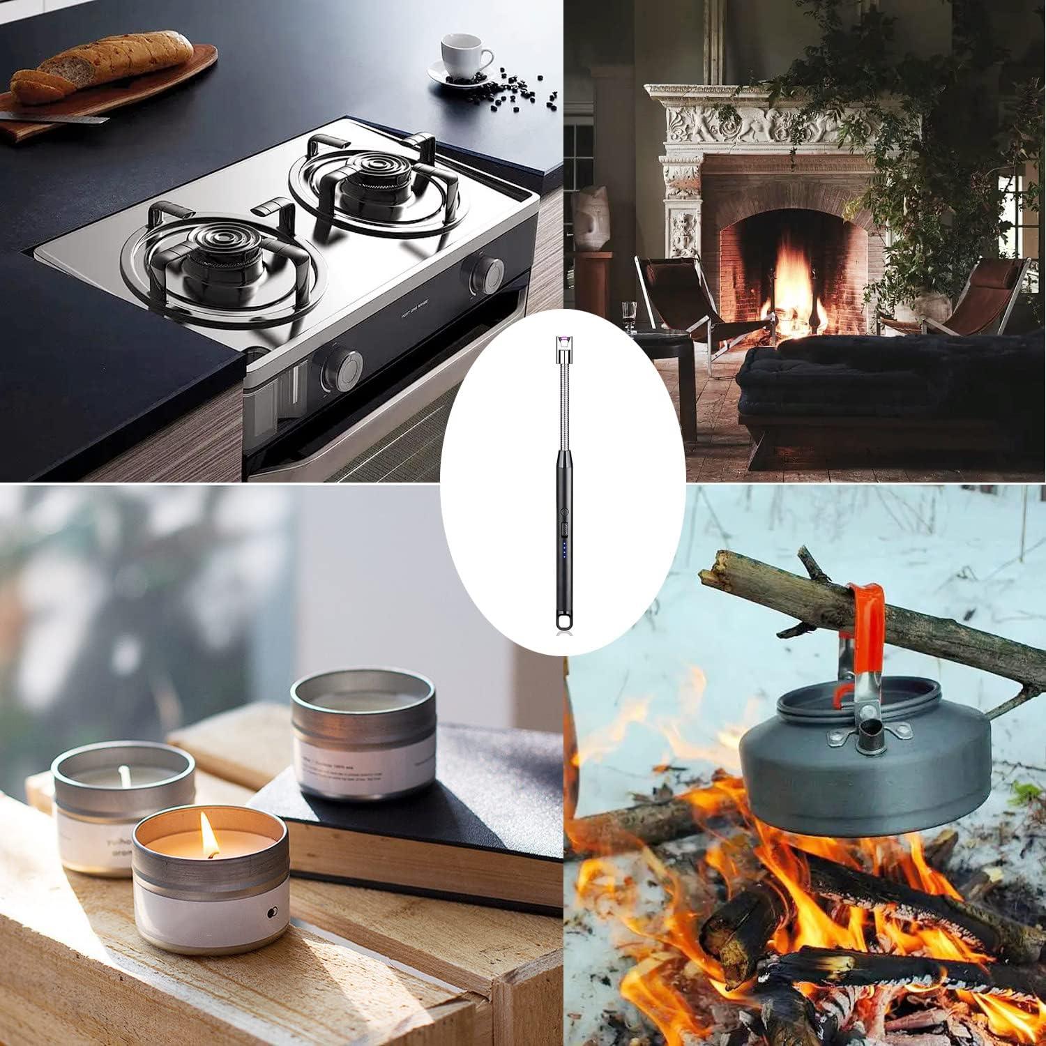 Juego de encendedor de vela recargable y cortador de mechas - Negro