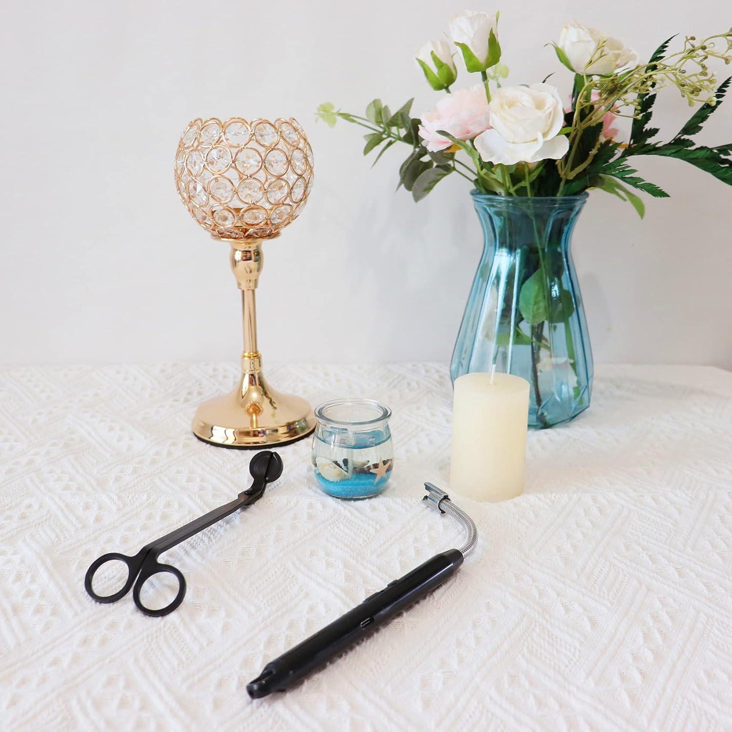 Juego de encendedor de vela recargable y cortador de mechas - Negro