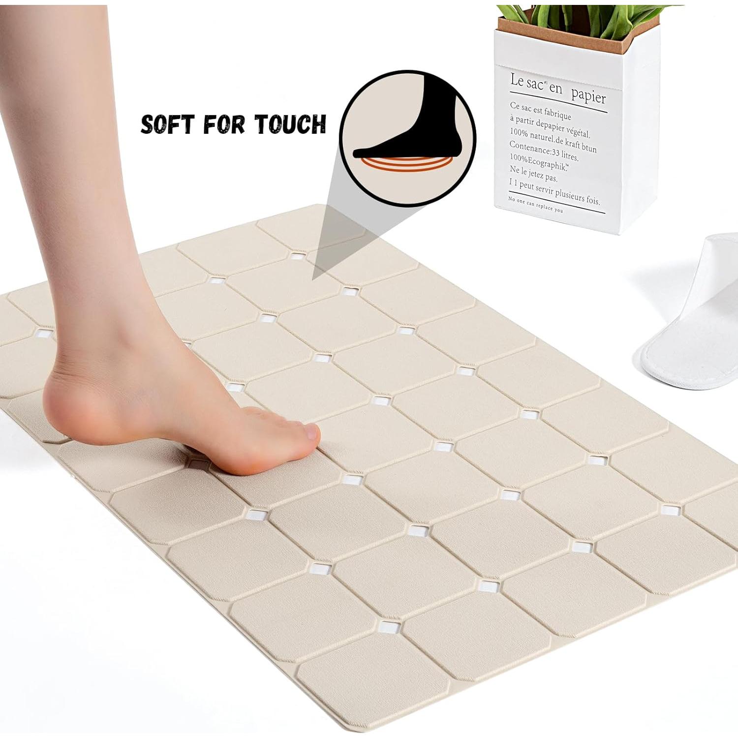 Alfombra de Baño Antideslizante KINBEAR Silicona Beige 71.1x45 cm