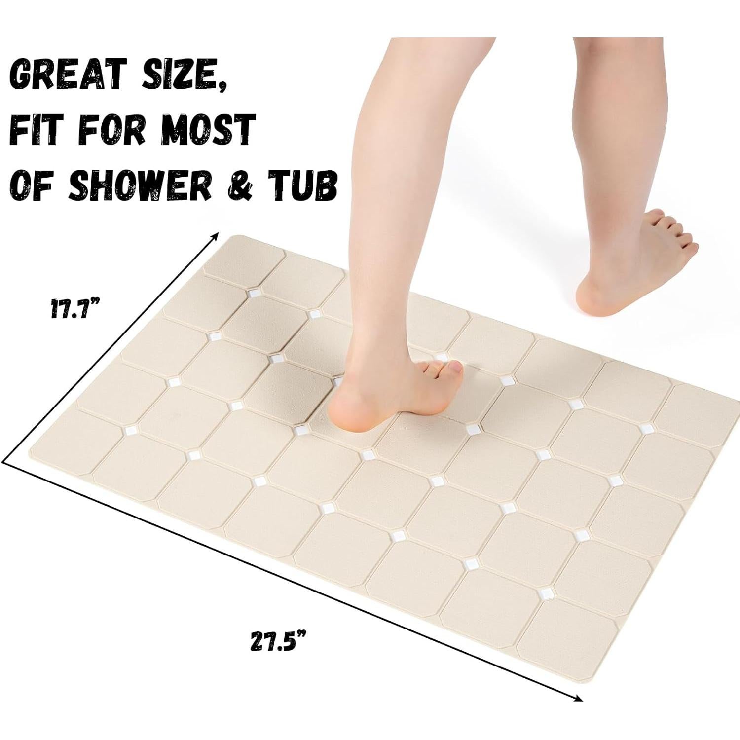 Alfombra de Baño Antideslizante KINBEAR Silicona Beige 71.1x45 cm