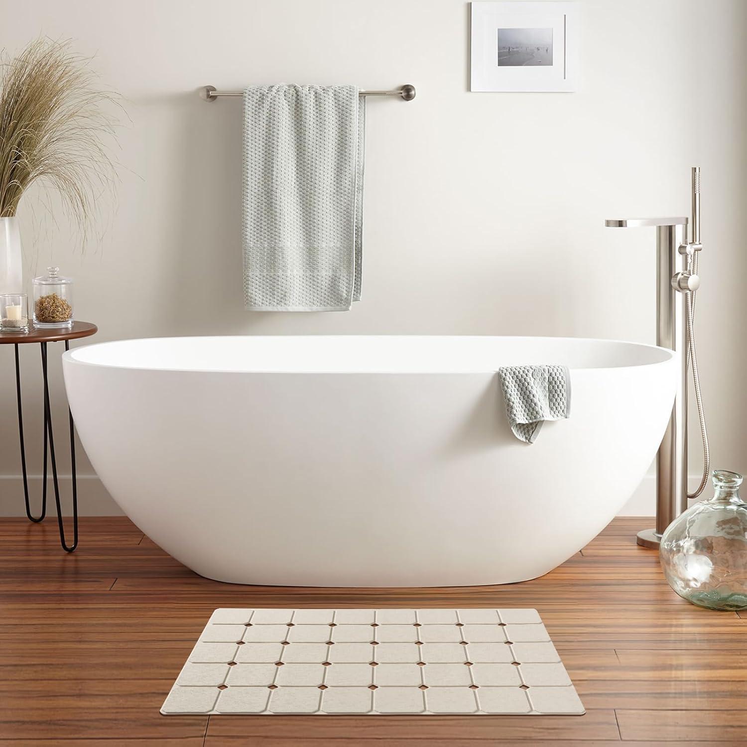 Alfombra de Baño Antideslizante KINBEAR Silicona Beige 71.1x45 cm