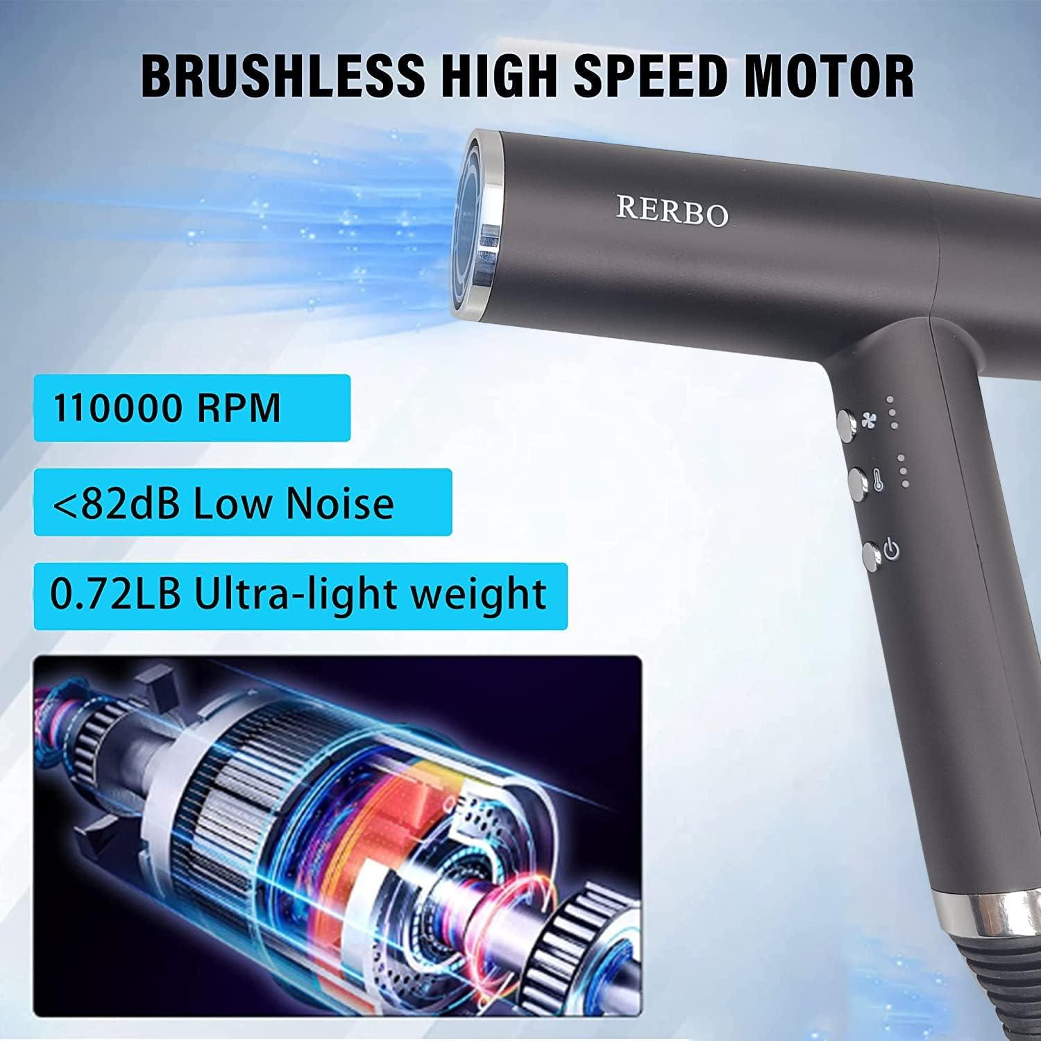 Secador de Pelo Iónico Profesional RERBO HD-2068 110000 RPM