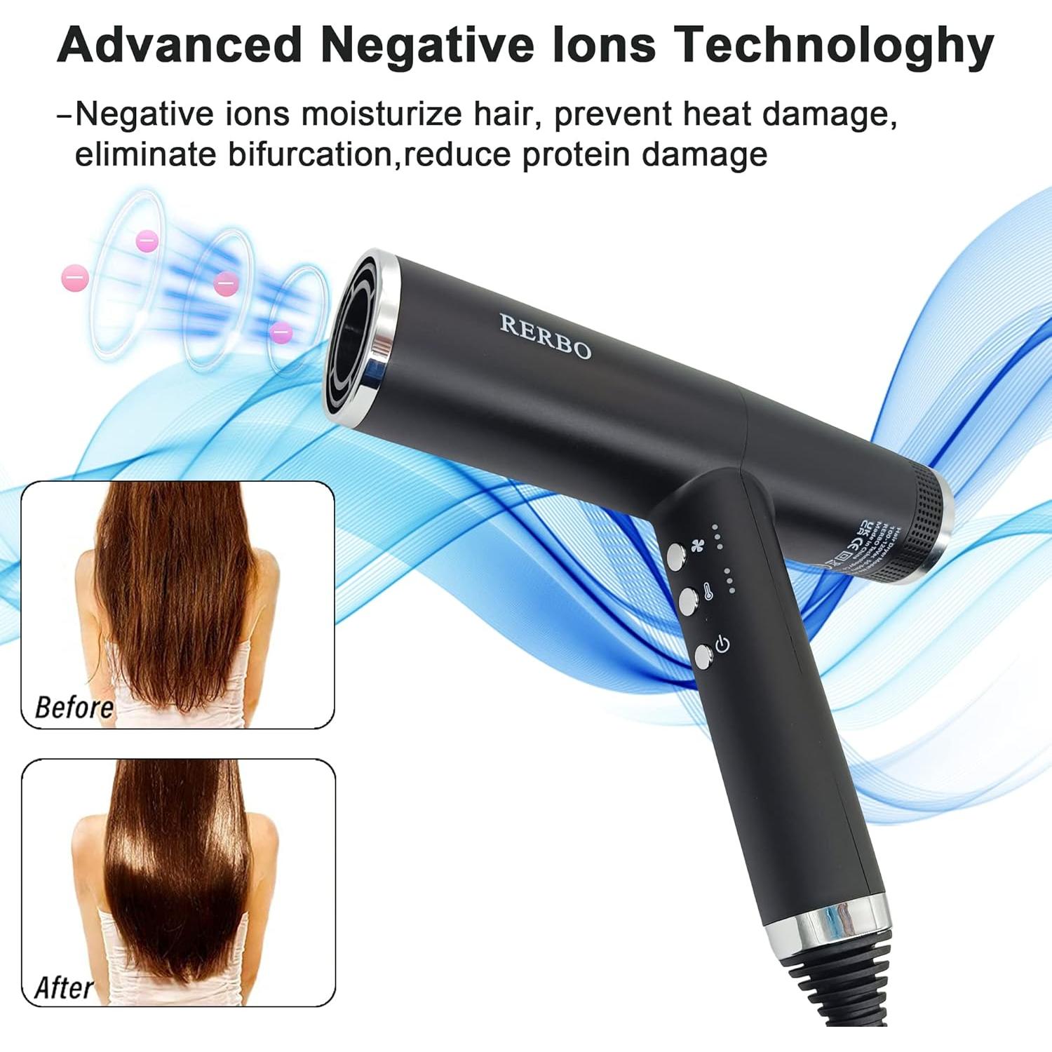 Secador de Pelo Iónico Profesional RERBO HD-2068 110000 RPM