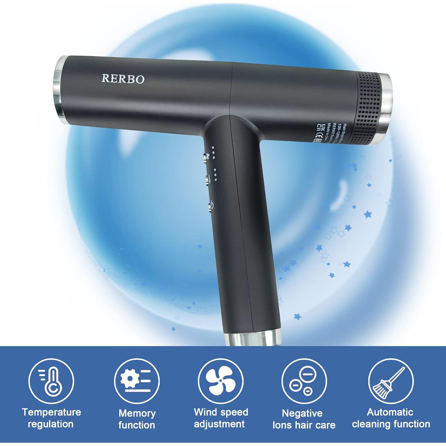 Secador de Pelo Iónico Profesional RERBO HD-2068 110000 RPM