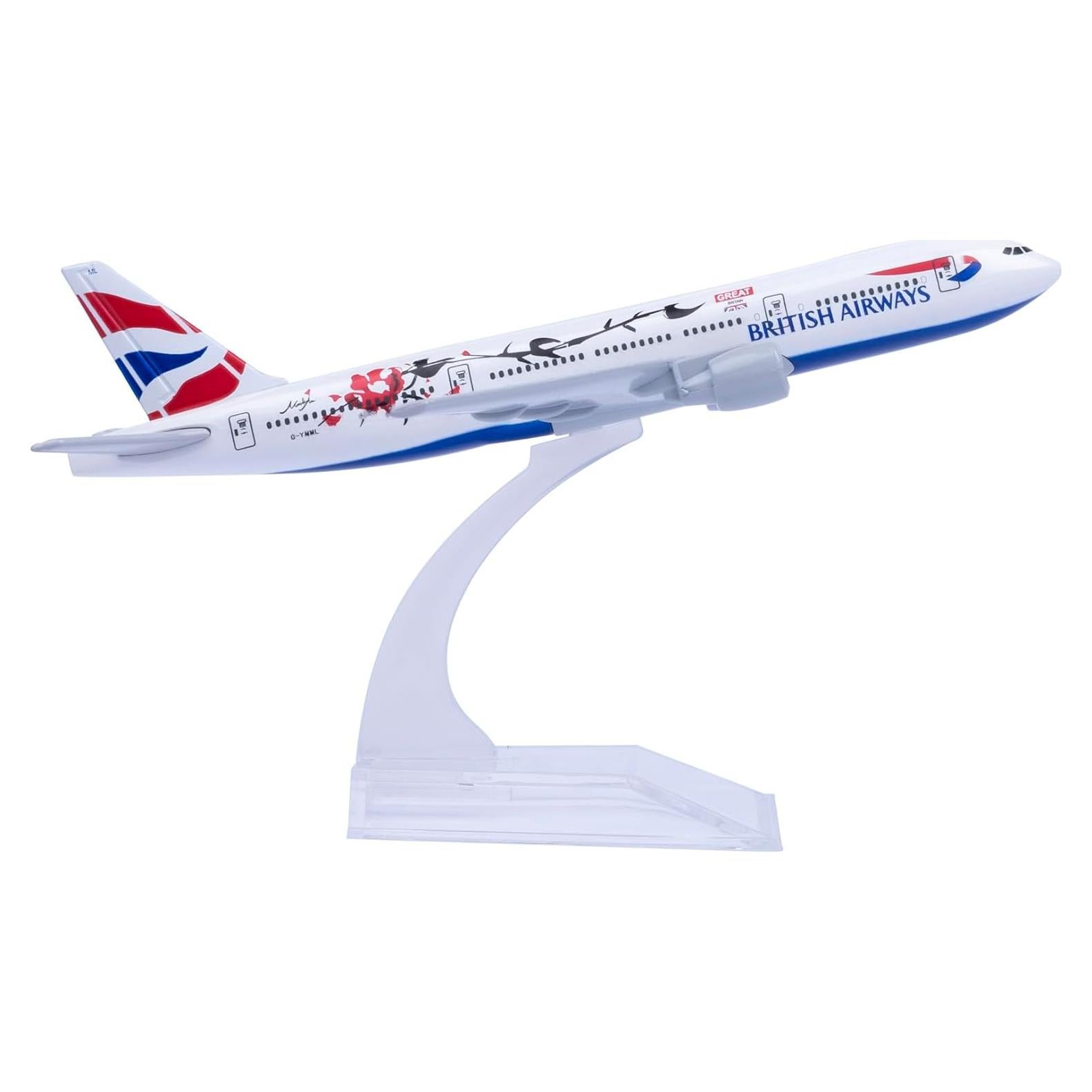 Modelo de avión Bswath B777 de metal 16 cm para colección