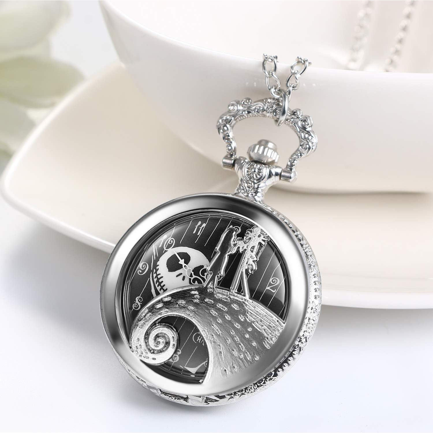 Reloj de bolsillo JewelryWe Pesadilla Navidad Cuarzo Plata