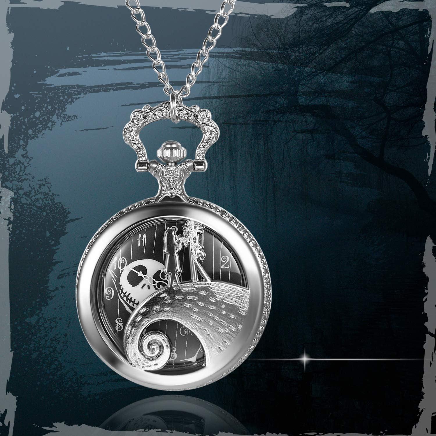 Reloj de bolsillo JewelryWe Pesadilla Navidad Cuarzo Plata