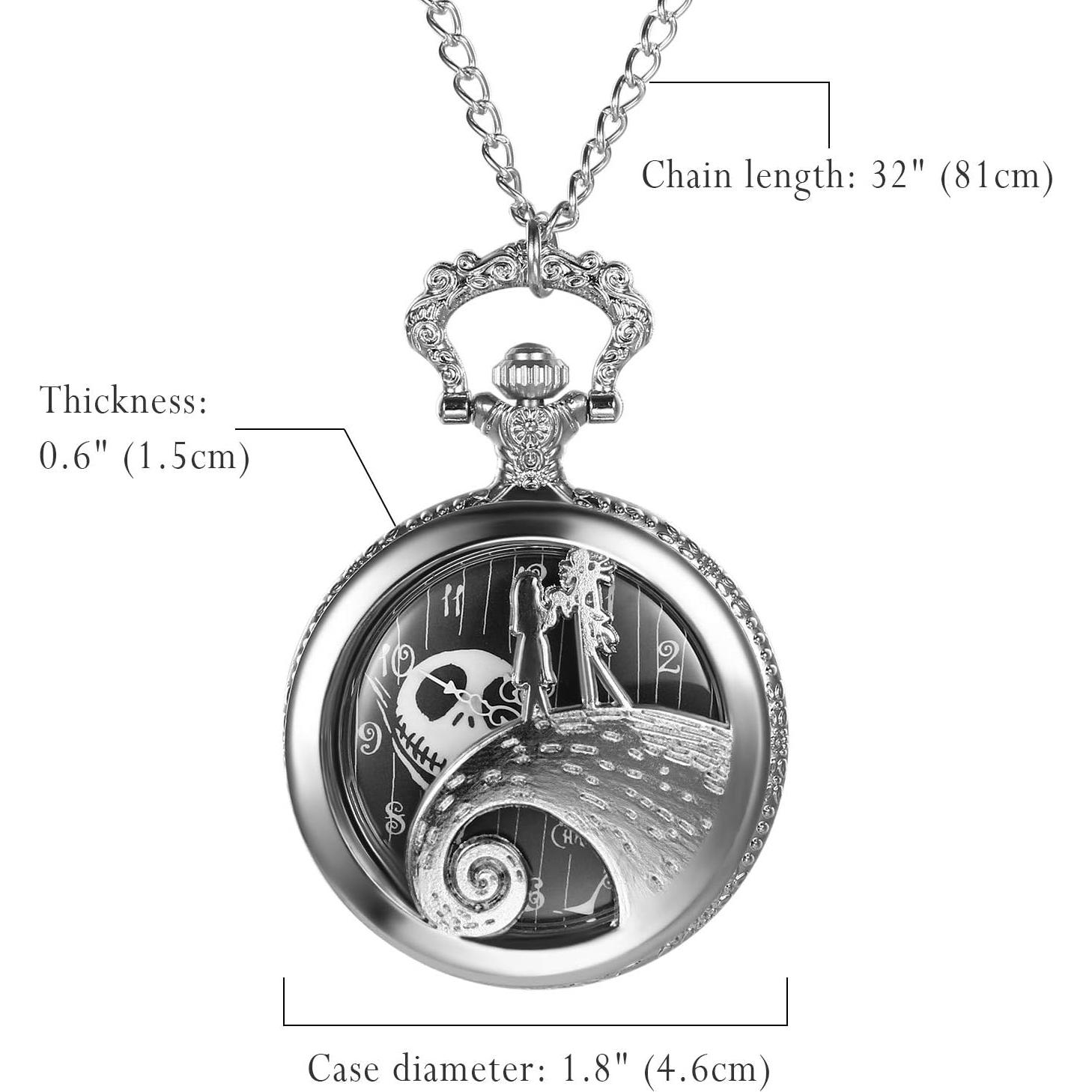 Reloj de bolsillo JewelryWe Pesadilla Navidad Cuarzo Plata