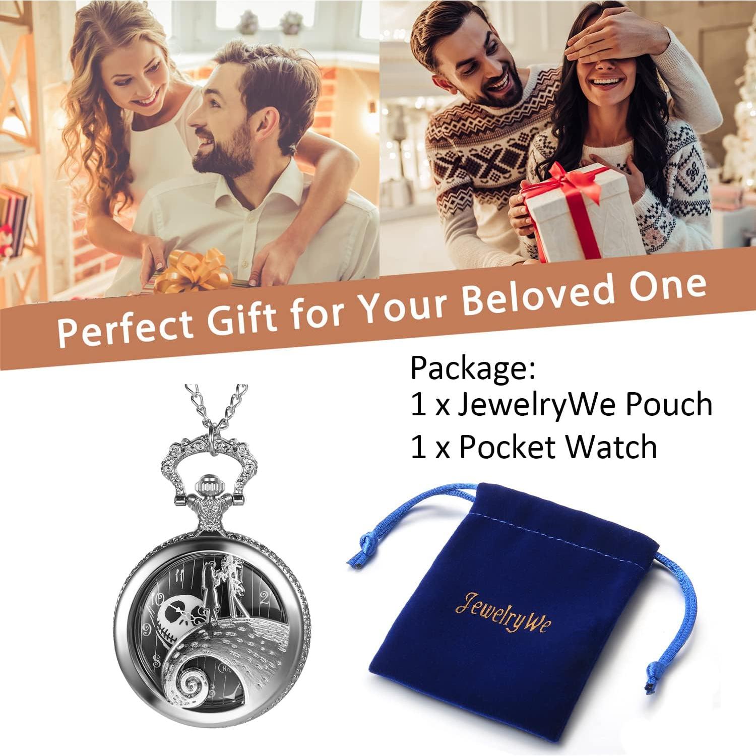 Reloj de bolsillo JewelryWe Pesadilla Navidad Cuarzo Plata