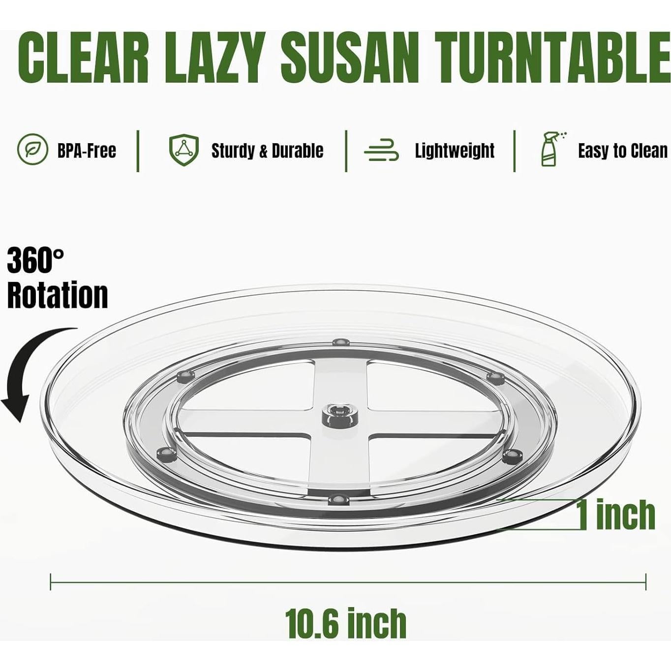 Organizador giratorio URALFA 10.6" (26.9 cm) plástico transparente