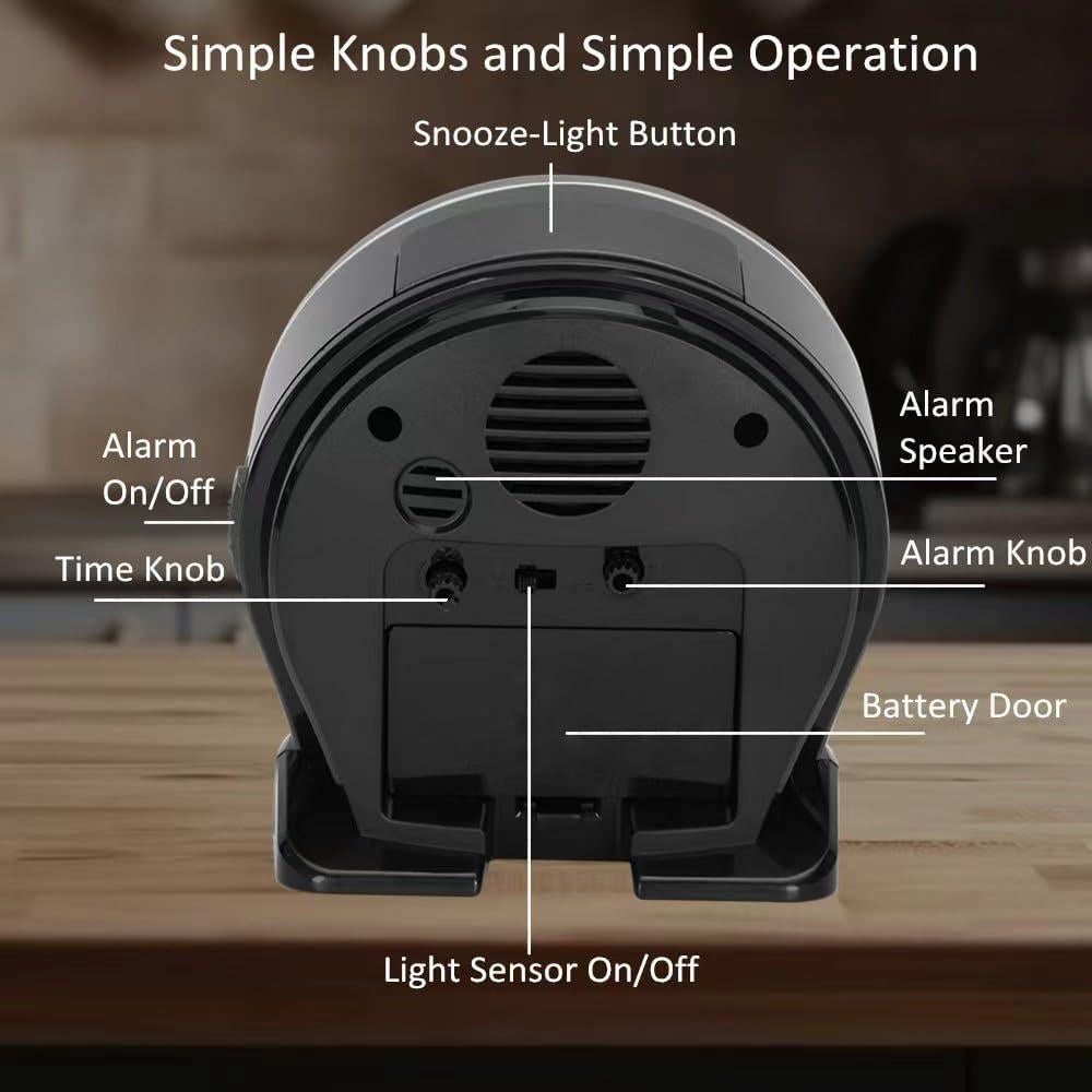 Reloj Despertador FAMICOZY Silencioso con Luz de Fondo Negra