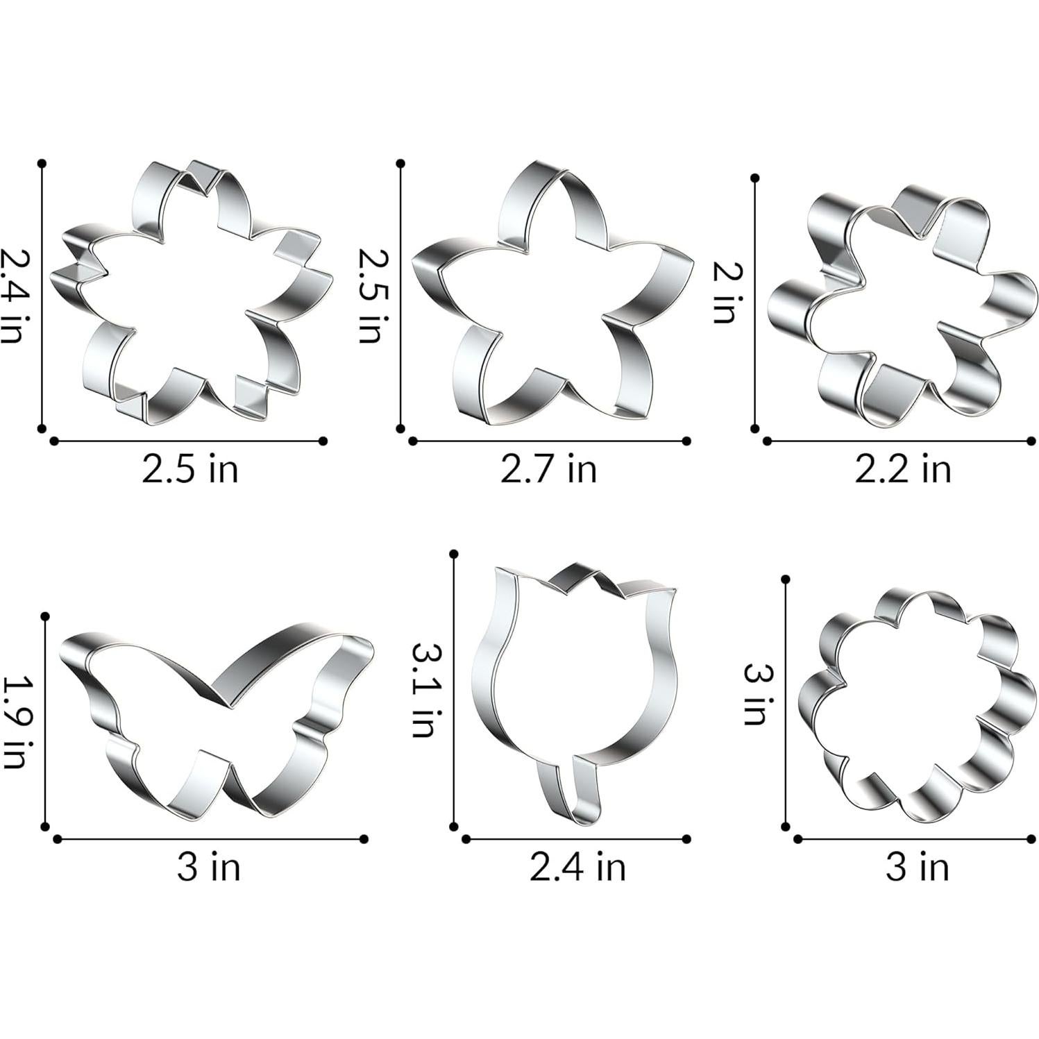 Juego de Cortadores de Galletas de Flor FUSOTO 6PCS Acero Inoxidable