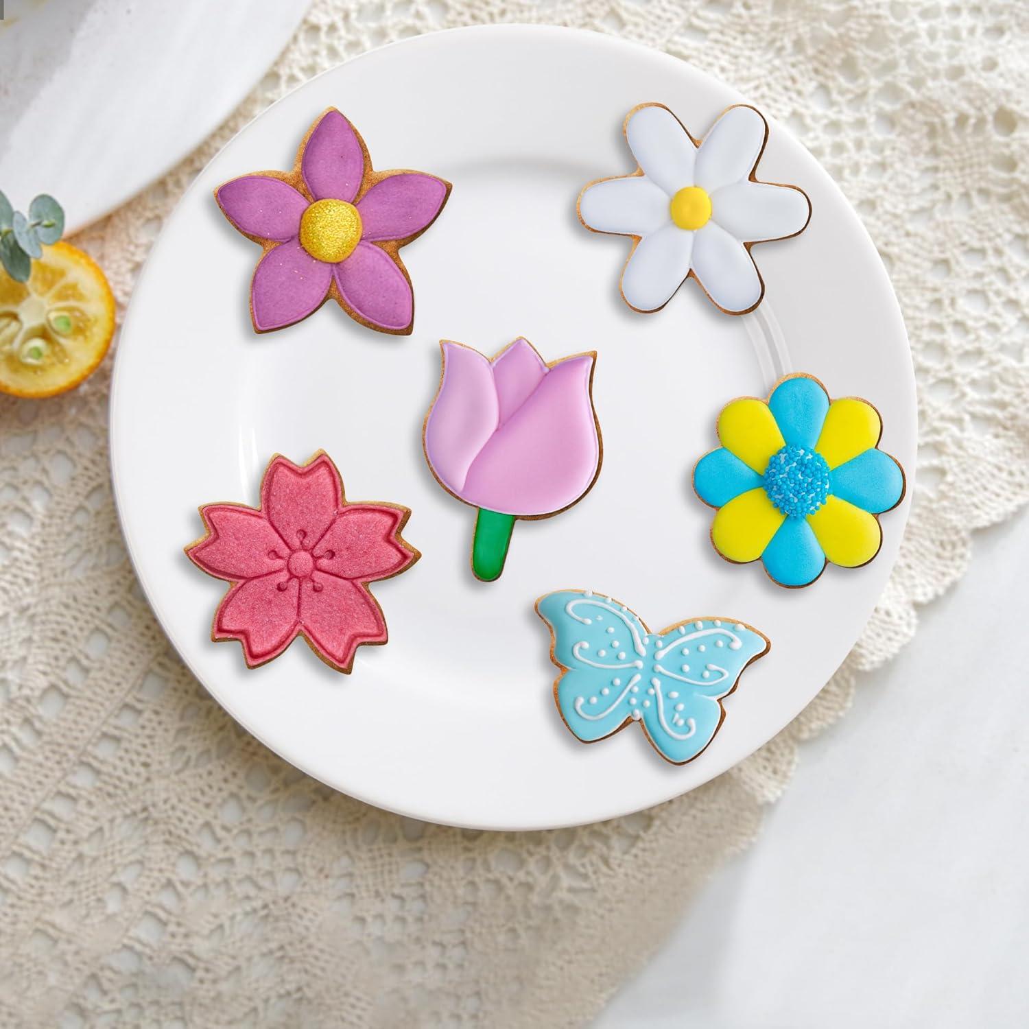 Juego de Cortadores de Galletas de Flor FUSOTO 6PCS Acero Inoxidable