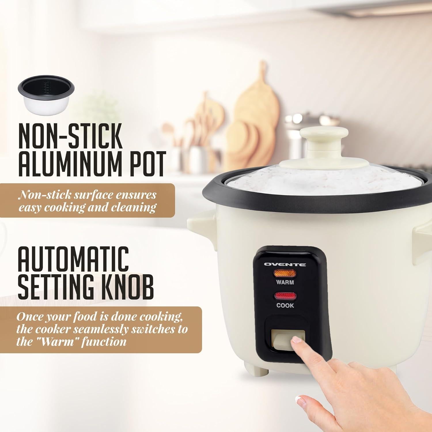 Olla Arrocera Eléctrica OVENTE RC04C 4 Tazas Antiadherente