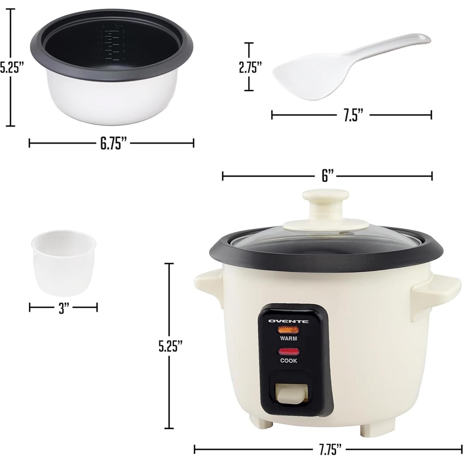 Olla Arrocera Eléctrica OVENTE RC04C 4 Tazas Antiadherente