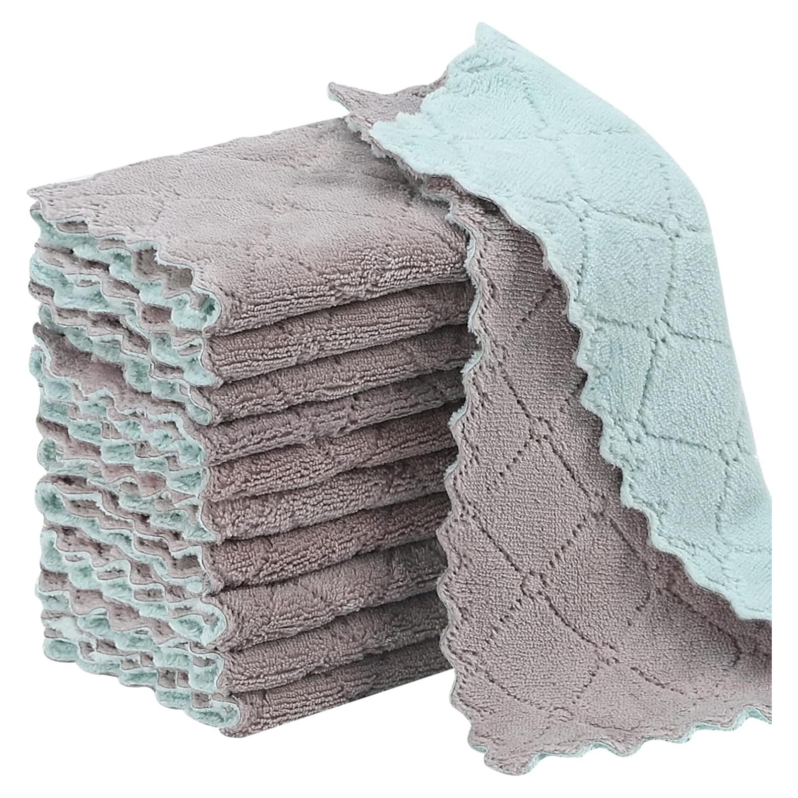 Paquete de 11 Paños de Cocina Rachan Verde-Gris 25.4x15.2cm