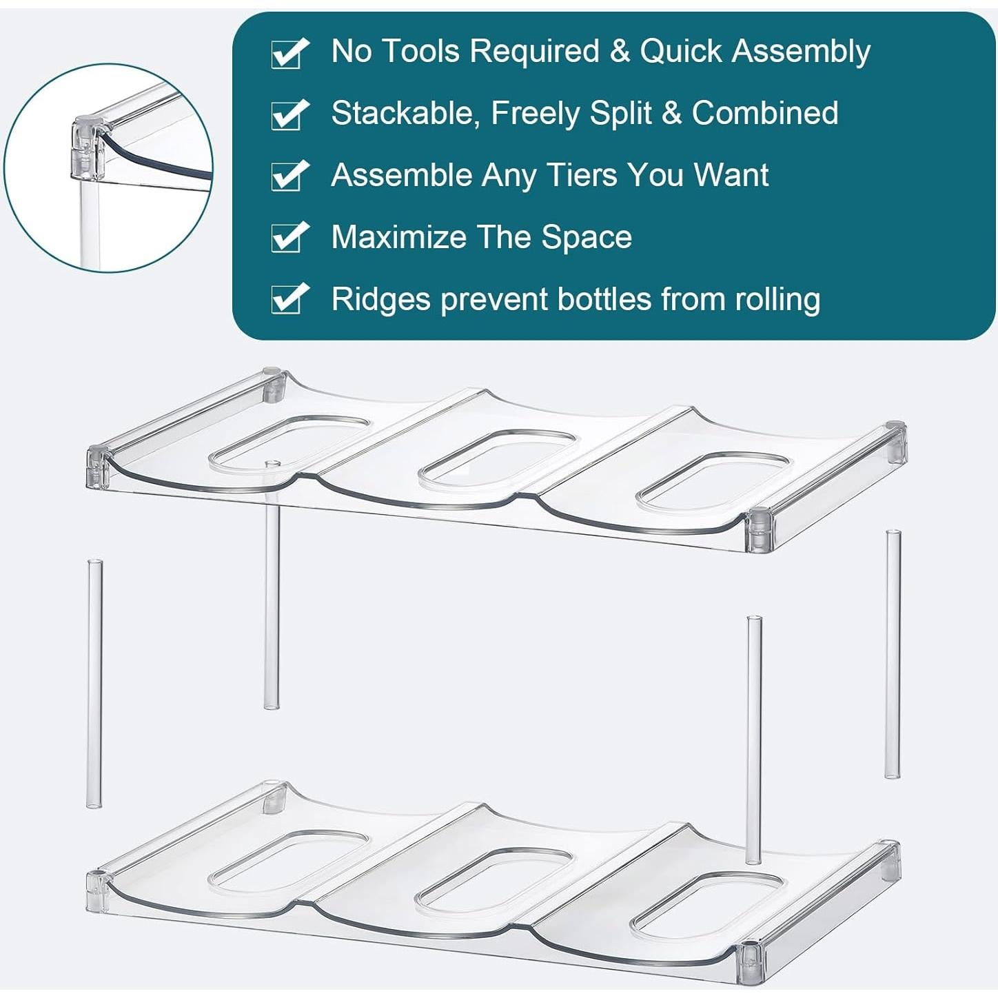 Organizador de Botellas Apilable LANDNEOO - 2 Niveles, 6 Botellas