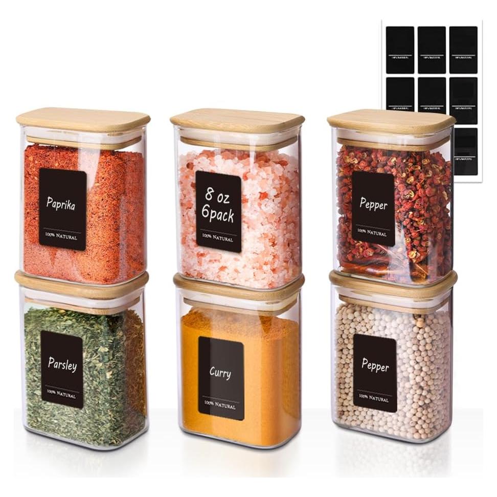 Tarros de Especias ComSaf 8 oz con Etiquetas - 6 Piezas
