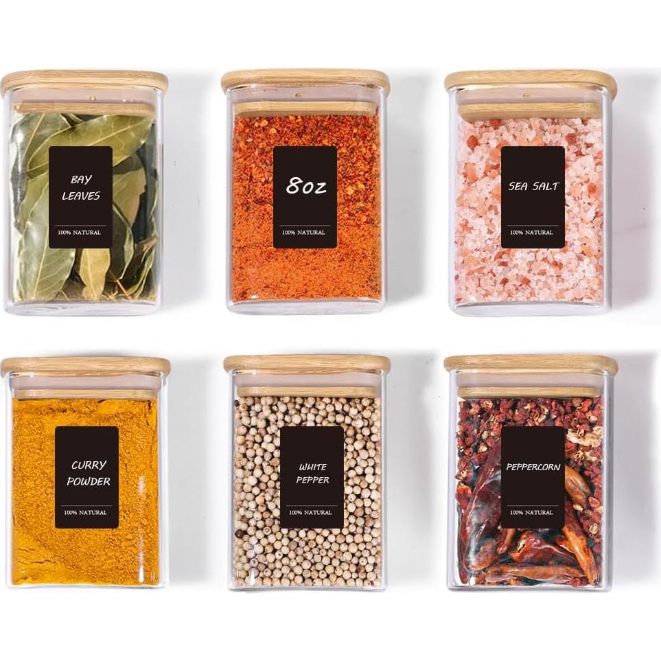 Tarros de Especias ComSaf 8 oz con Etiquetas - 6 Piezas