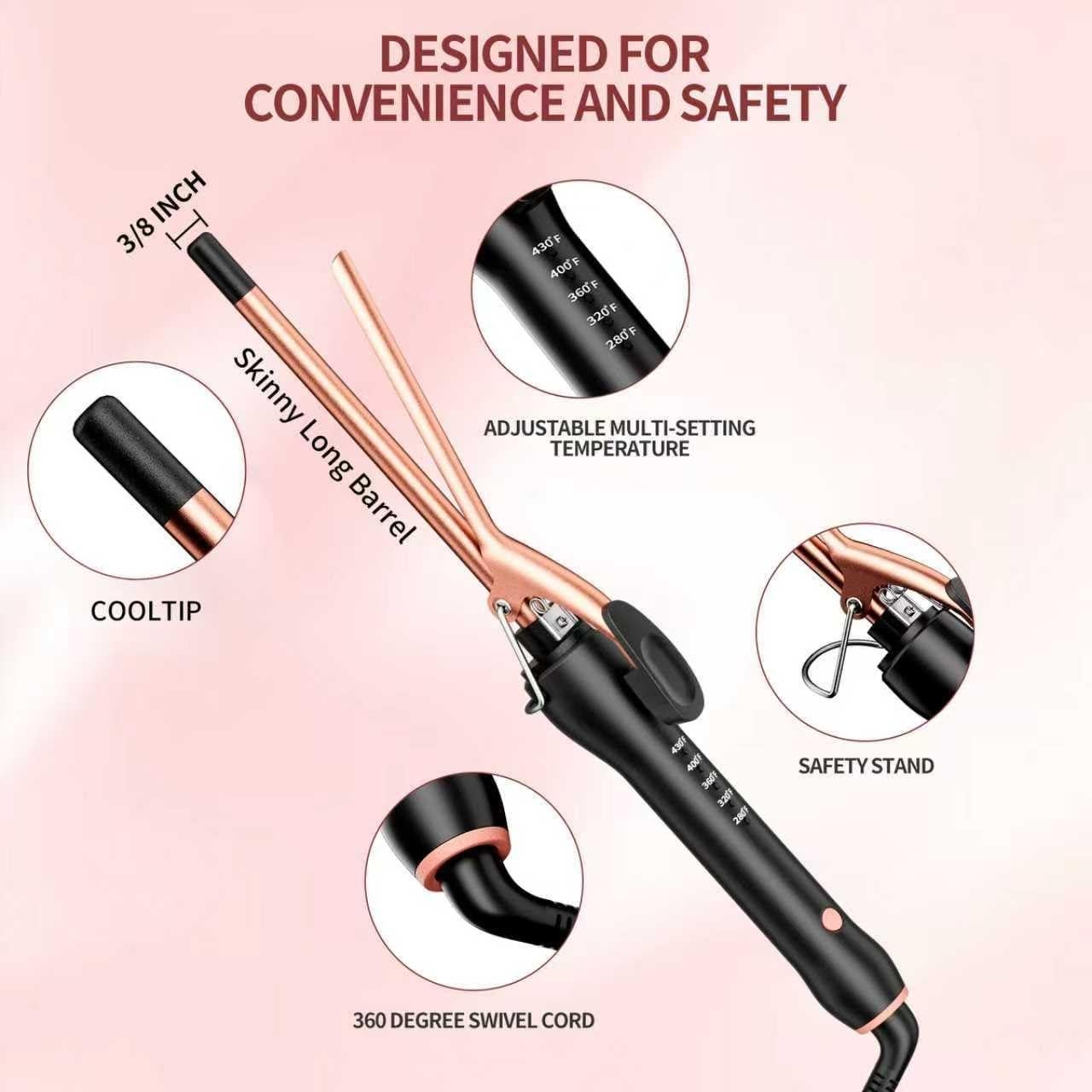 Rizador de cabello HCAH 9 mm 3/8" cerámica 5 temperaturas