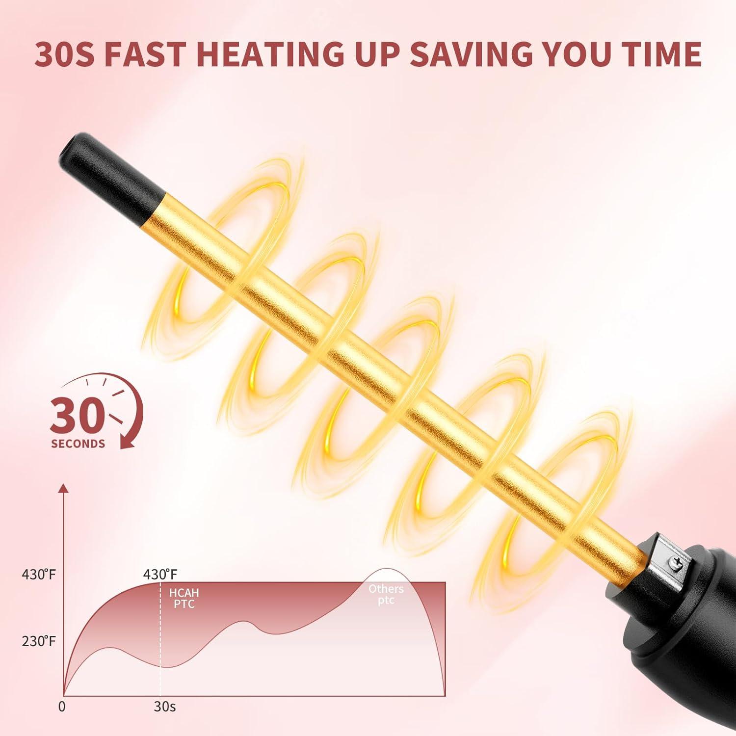 Rizador de cabello HCAH 9 mm 3/8" cerámica 5 temperaturas