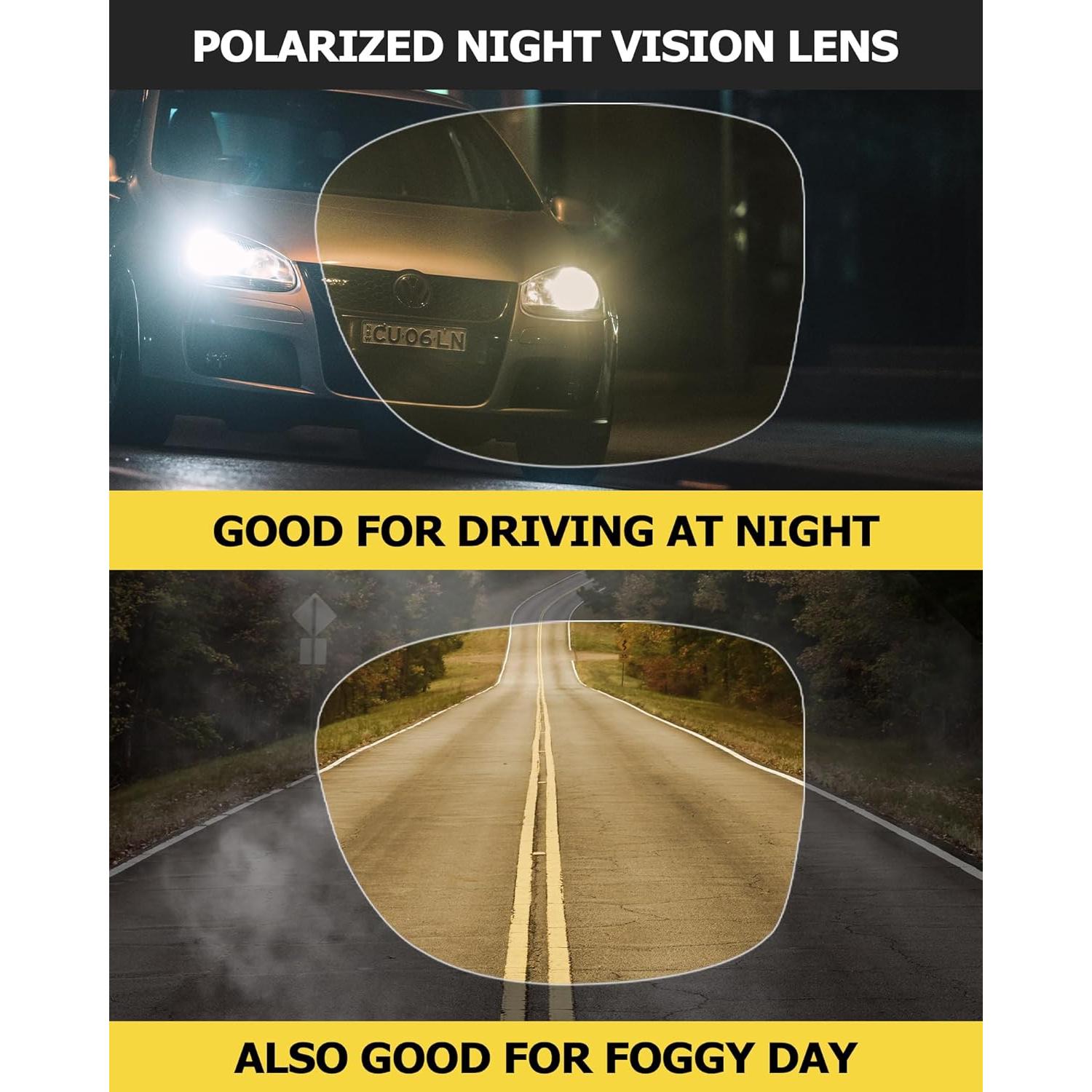 Gafas de Conducción Nocturna TJUTR Lentes Amarillas Polarizadas