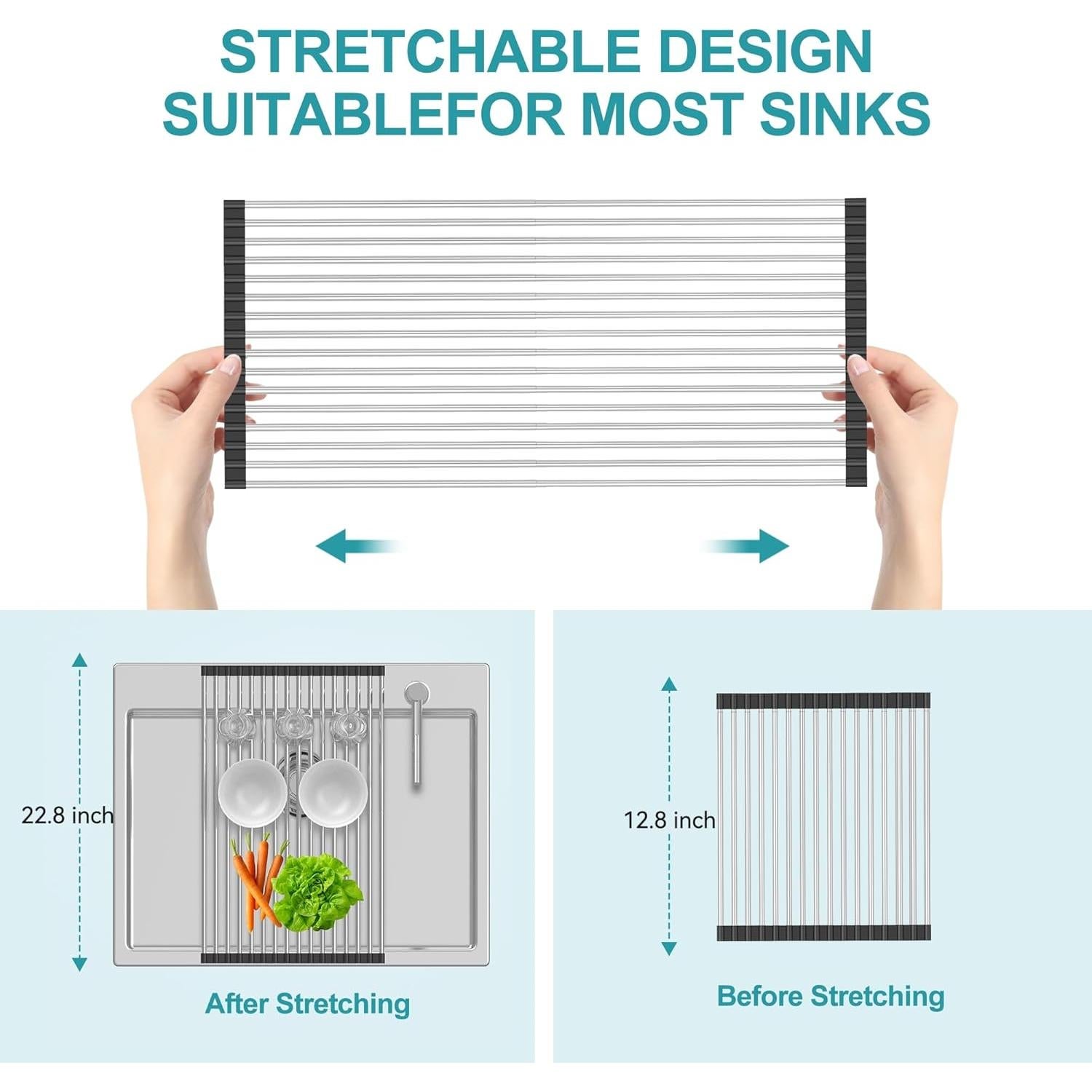 Estante de Secado de Platos Expandible BBXTYLY Acero Inoxidable