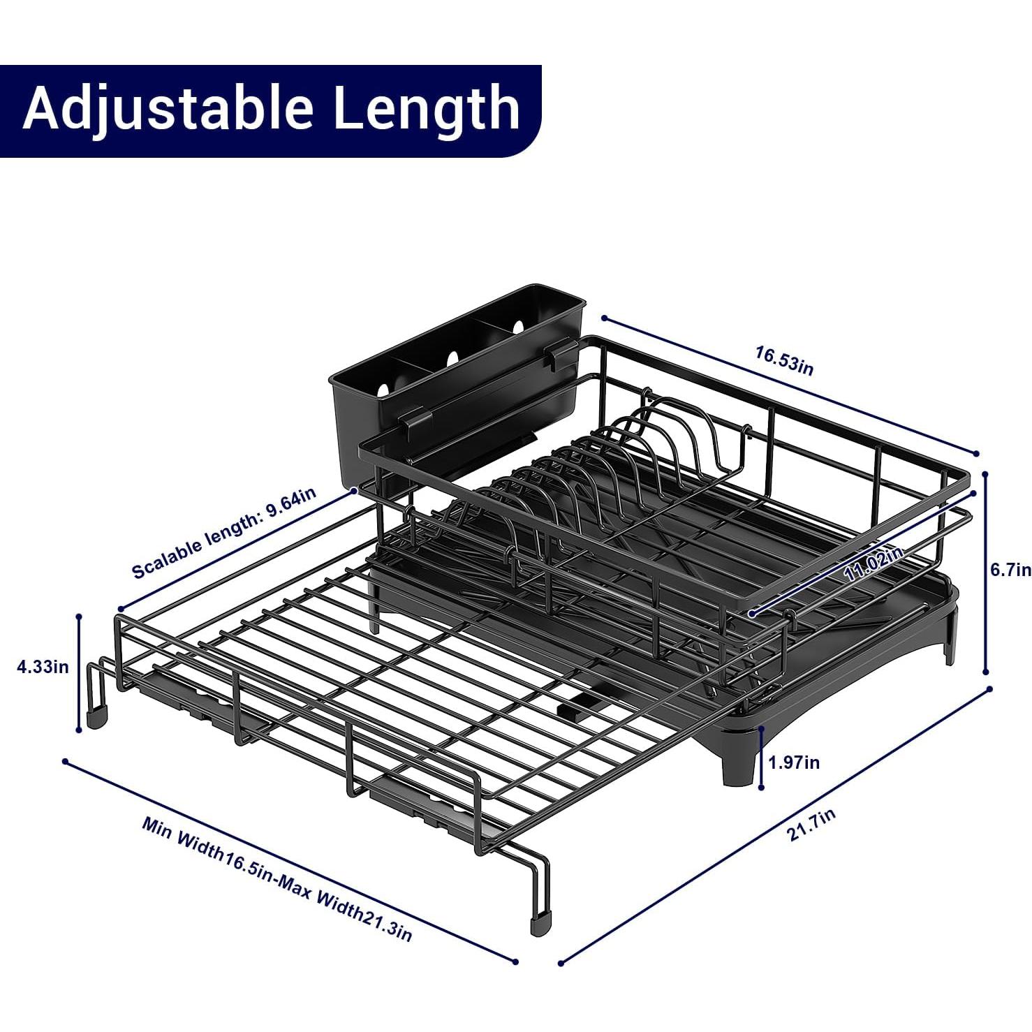 Escurridor de Platos Extensible COHOSEGE Negro 55.12x41.91cm