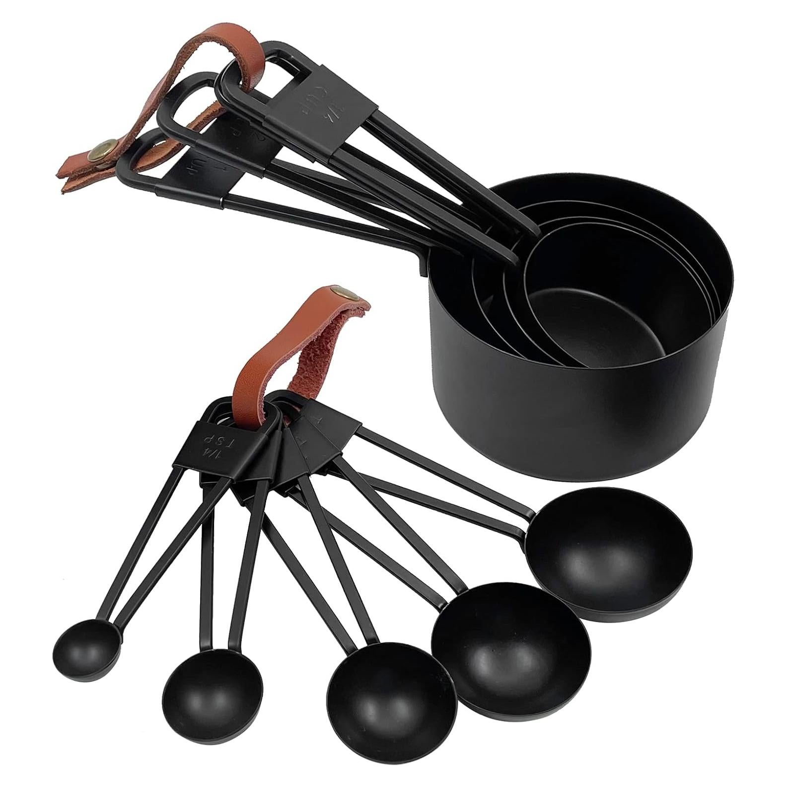 Juego de 9 Tazas y Cucharas Medidoras Acero Inoxidable LYFJXX