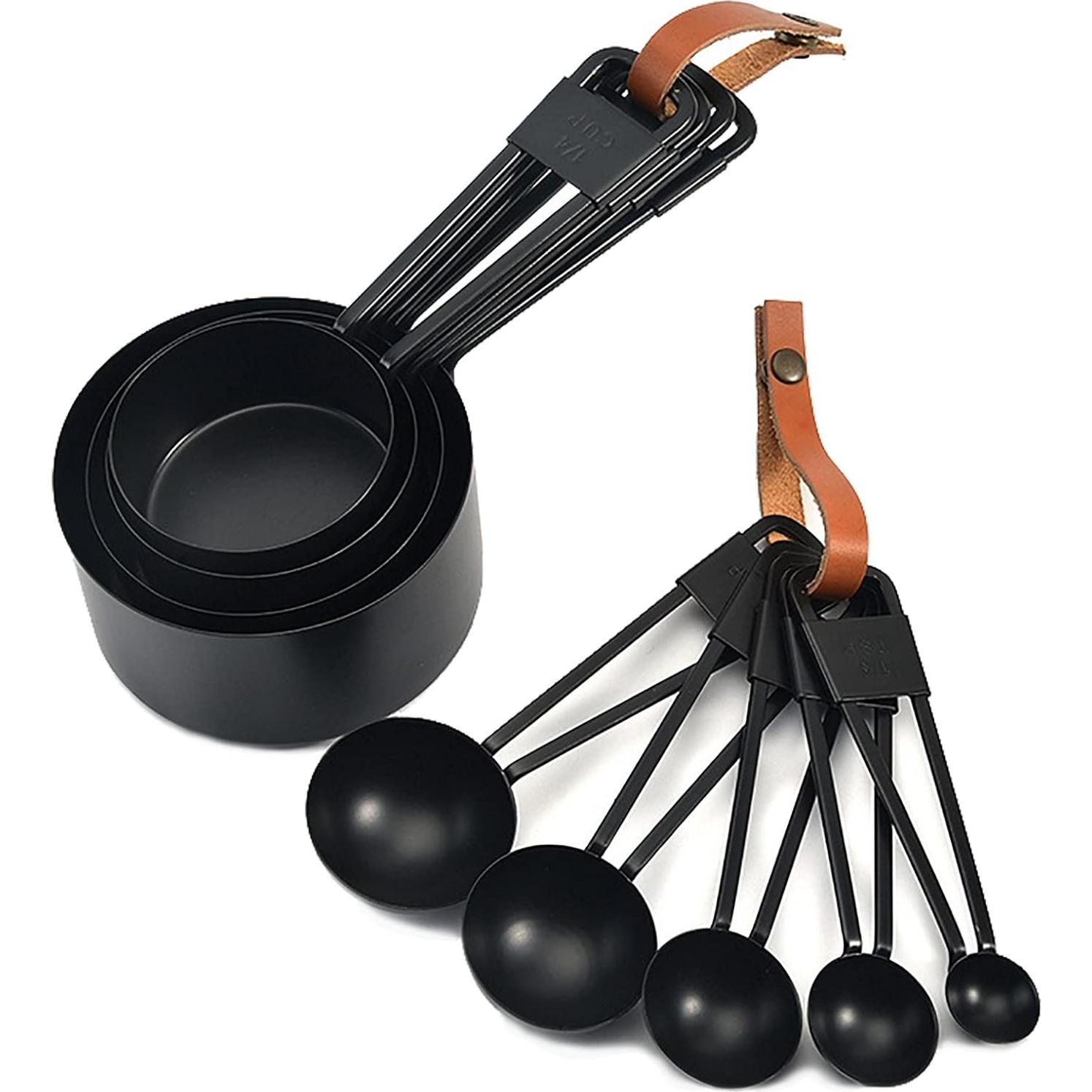 Juego de 9 Tazas y Cucharas Medidoras Acero Inoxidable LYFJXX