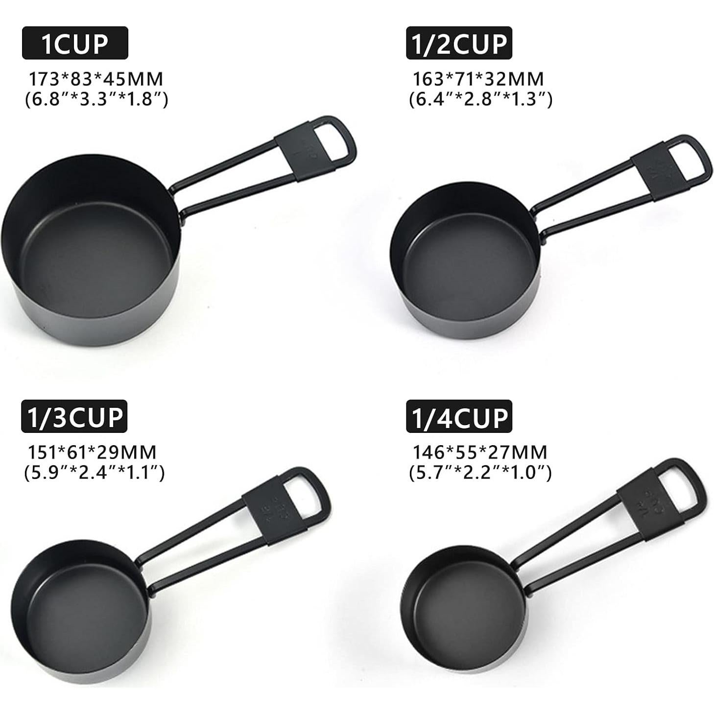 Juego de 9 Tazas y Cucharas Medidoras Acero Inoxidable LYFJXX