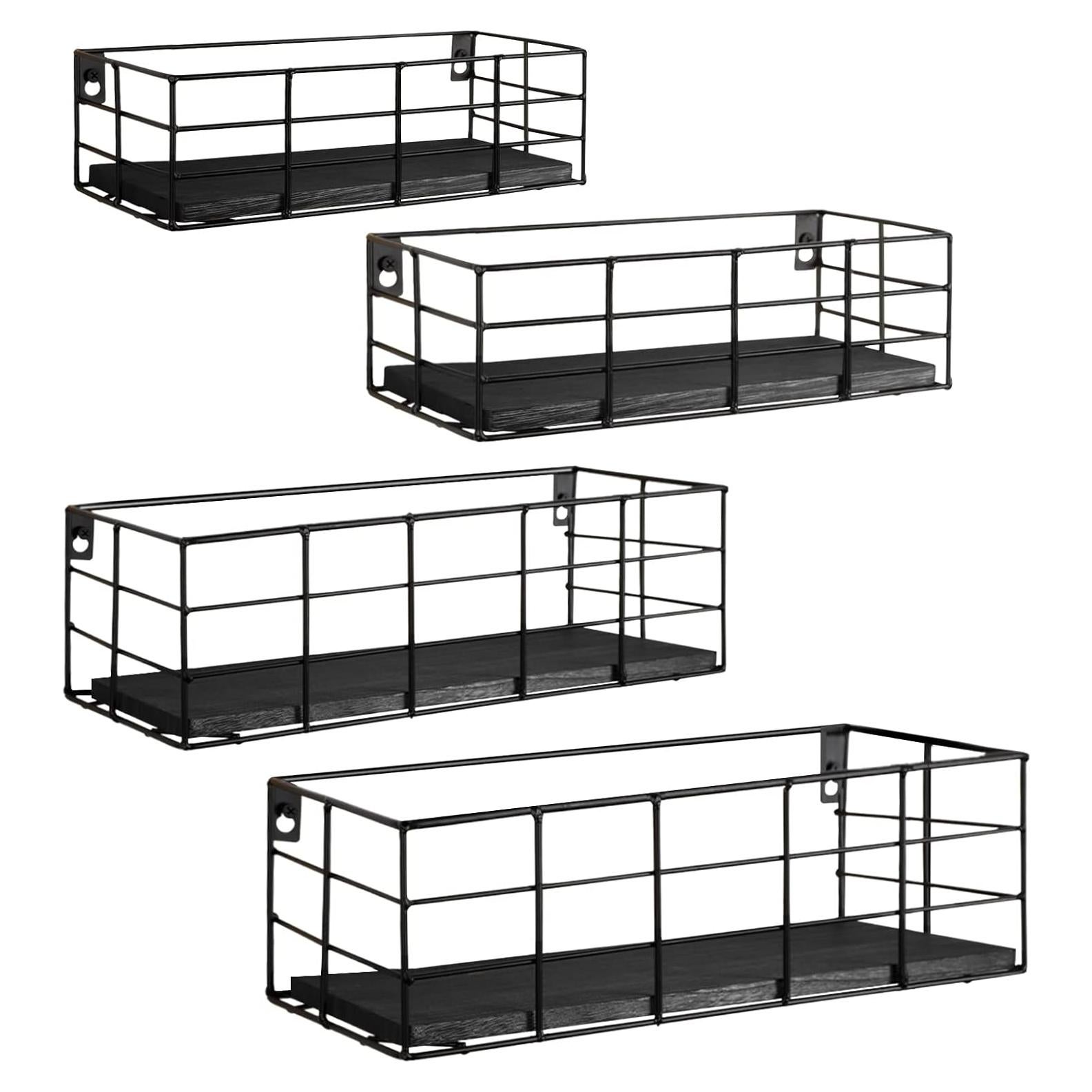 Estanterías Flotantes Fixwal 4 Piezas Negro para Pared
